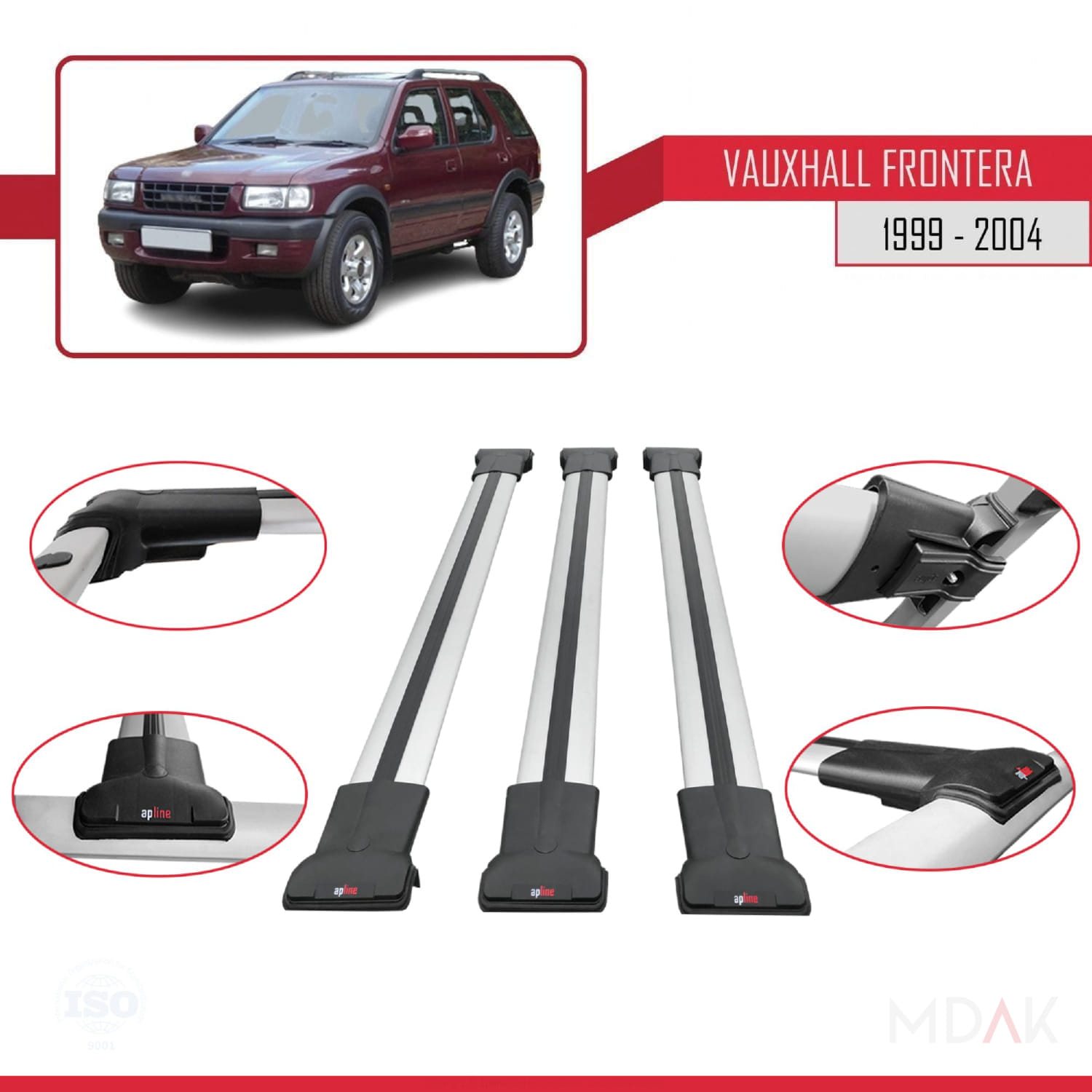 Vauxhall Frontera 2 1999-2004 Arası ile Uyumlu FLY Model Ara Atkı Tavan Barı Gri 3 Adet - Görsel 4