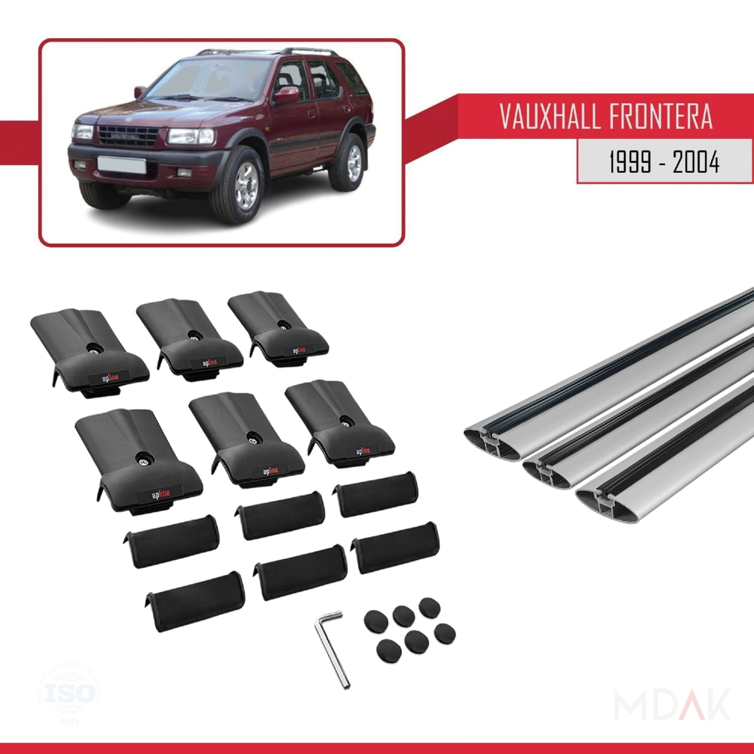 Vauxhall Frontera 2 1999-2004 Arası ile Uyumlu FLY Model Ara Atkı Tavan Barı Gri 3 Adet - Görsel 5
