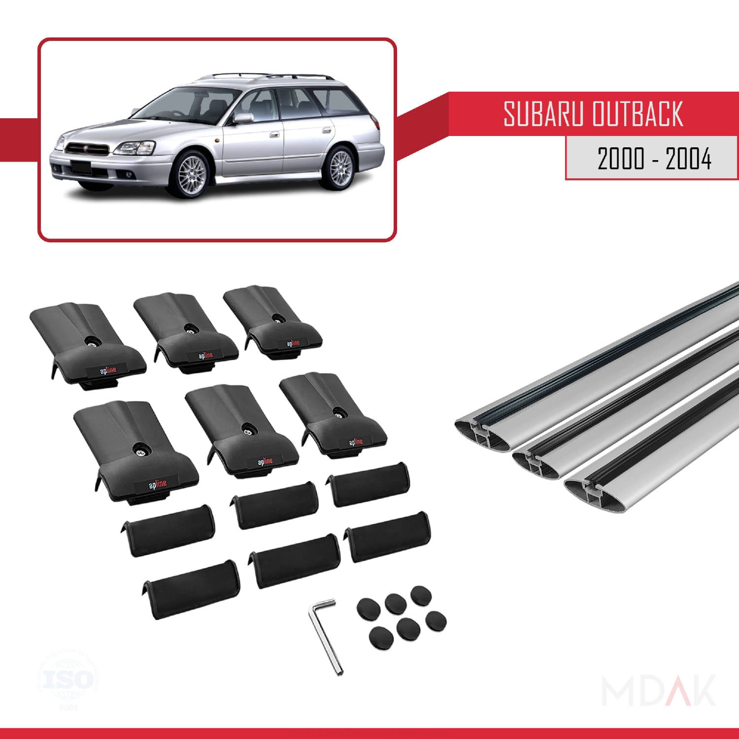Subaru Outback 2 2000-2004 Arası ile Uyumlu FLY Model Ara Atkı Tavan Barı Gri 3 Adet - Görsel 5