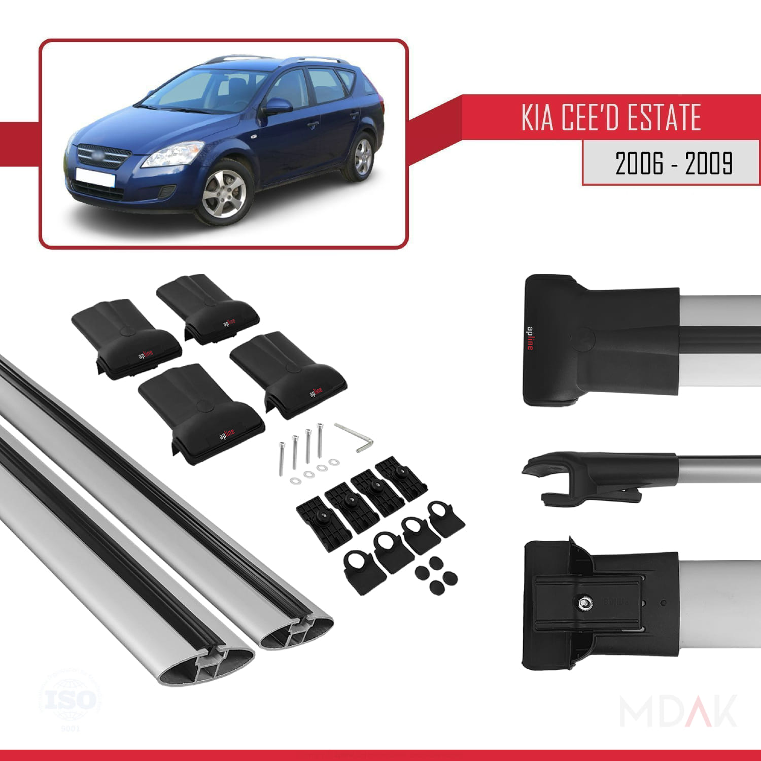 Kia Ceed (ED) SW Pre-Facelift 2006-2009 Arası ile Uyumlu FLY Model Ara Atkı Tavan Barı Gri 2 Adet - Görsel 5