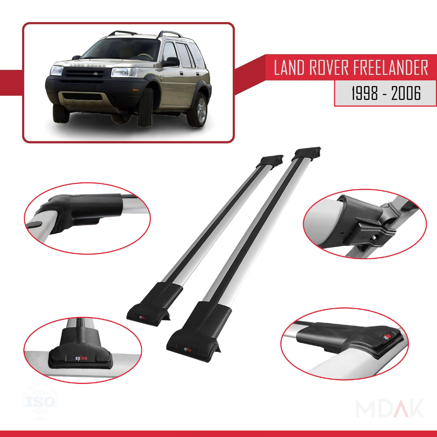 Land Rover Freelander (L314) 1998-2006 Arası ile Uyumlu FLY Model Ara Atkı Tavan Barı Gri 2 Adet - Görsel 3