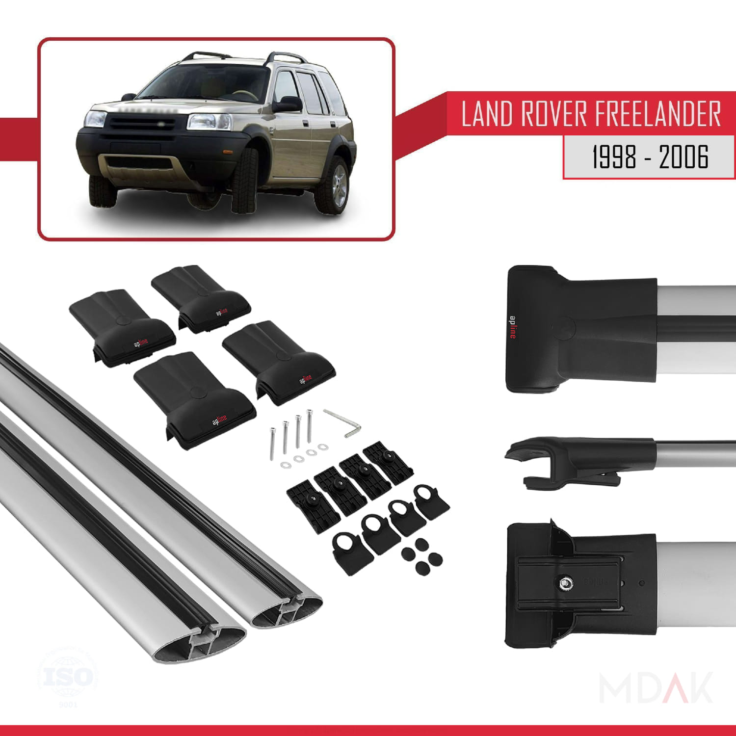 Land Rover Freelander (L314) 1998-2006 Arası ile Uyumlu FLY Model Ara Atkı Tavan Barı Gri 2 Adet - Görsel 5