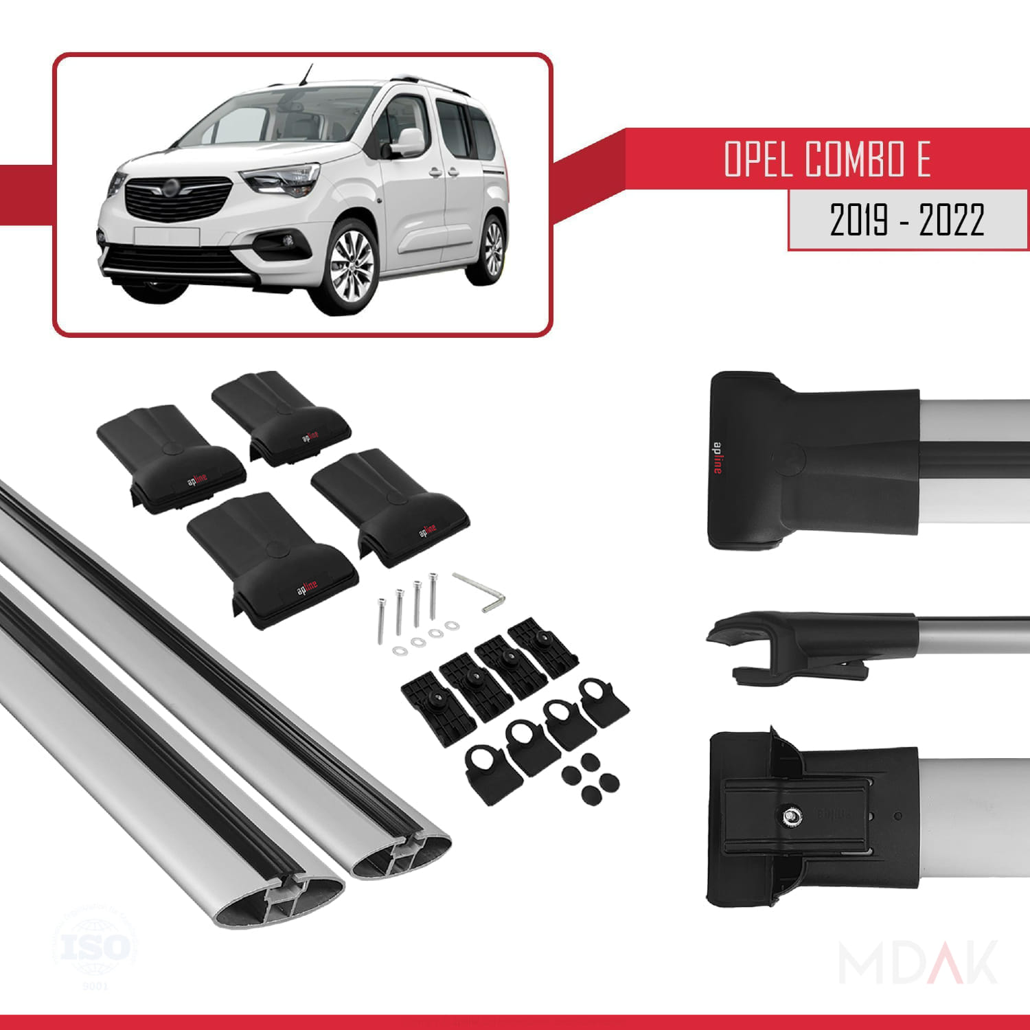 Opel Combo D 2012-2018 Arası ile Uyumlu FLY Model Ara Atkı Tavan Barı Gri 2 Adet - Görsel 5