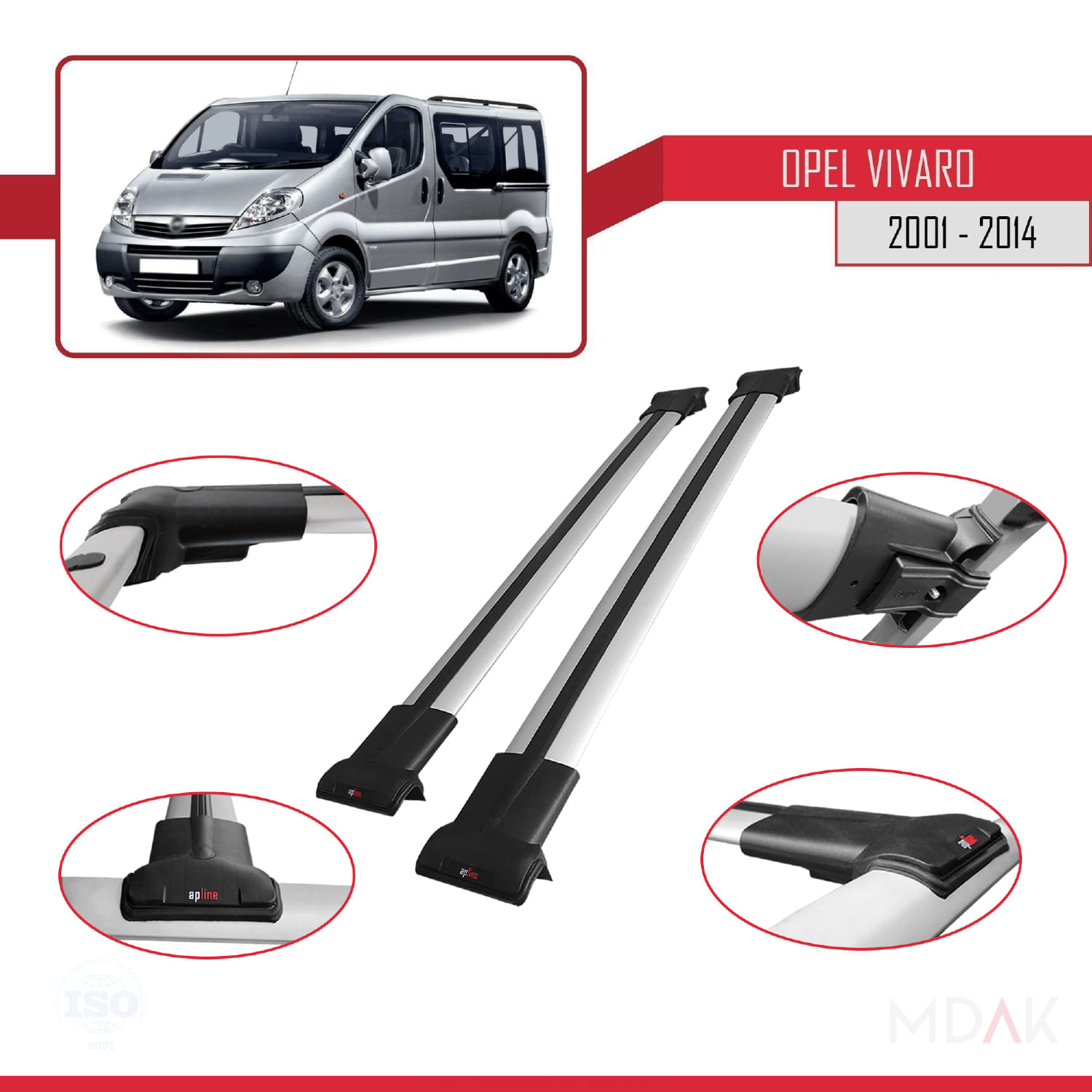 Opel Vivaro A 2001-2014 Arası ile Uyumlu FLY Model Ara Atkı Tavan Barı Gri 2 Adet - Görsel 3