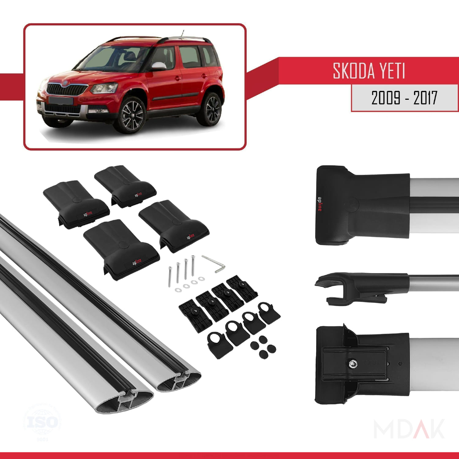 Skoda Yeti 2009-2017 Arası ile Uyumlu FLY Model Ara Atkı Tavan Barı Gri 2 Adet - Görsel 5