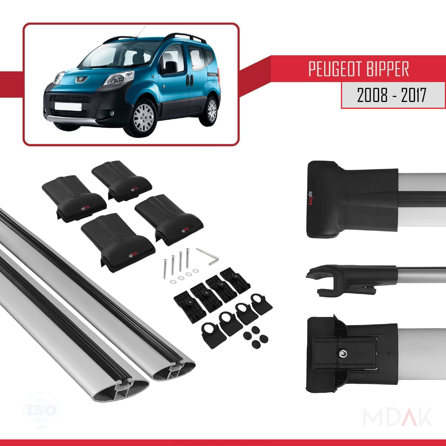Peugeot Bipper 2008-2017 Arası ile Uyumlu FLY Model Ara Atkı Tavan Barı Gri 2 Adet - Görsel 5