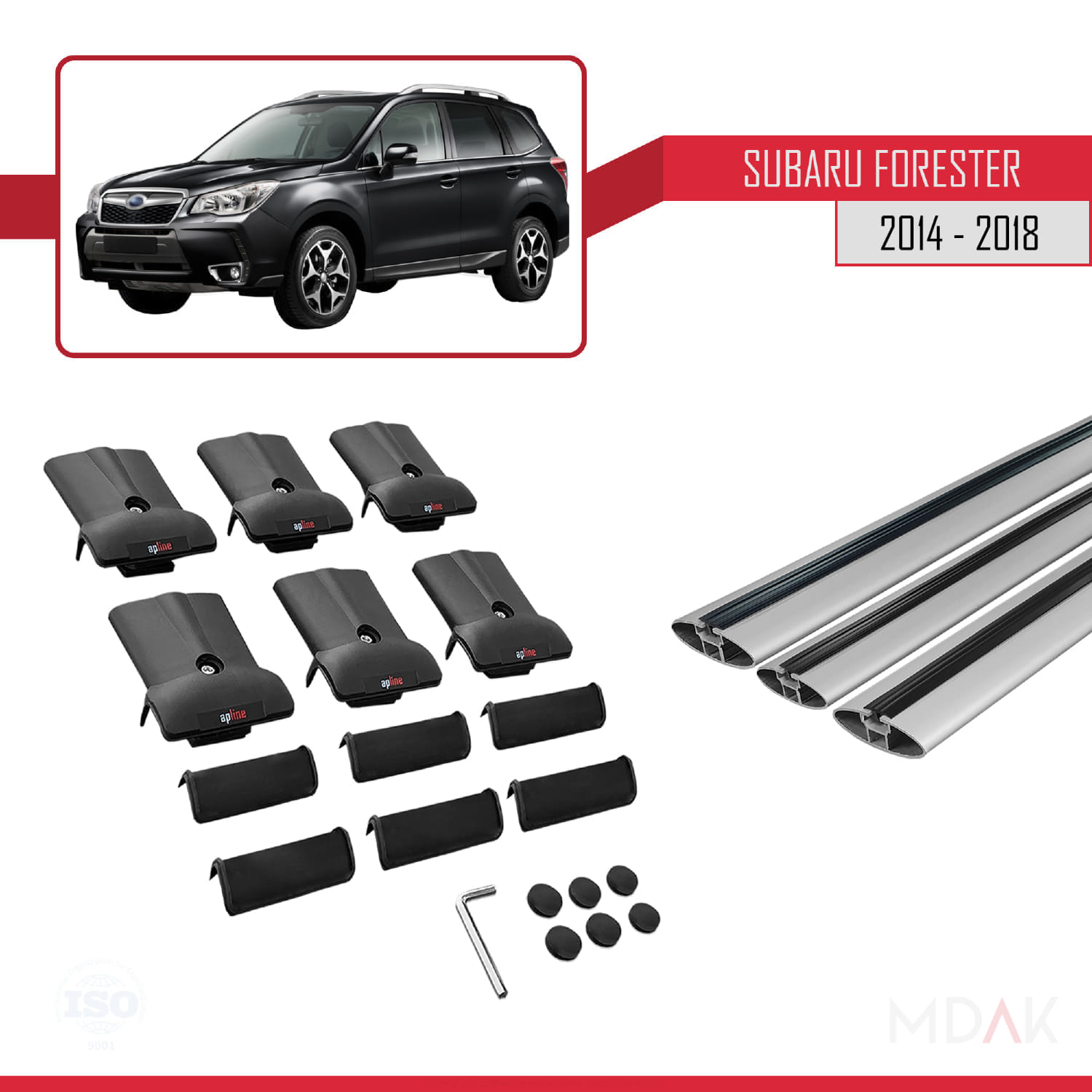 Subaru Forester 4 (SJ) 2014-2018 Arası ile Uyumlu FLY Model Ara Atkı Tavan Barı Gri 3 Adet - Görsel 5
