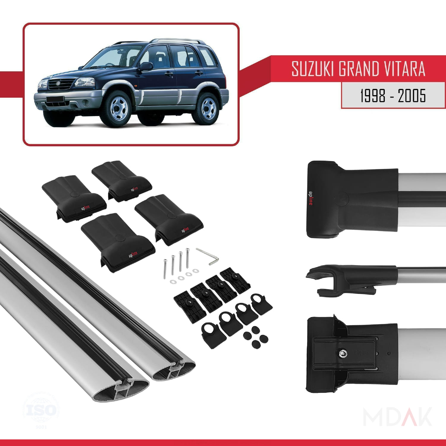 Suzuki Grand Vitara (FT) 1998-2005 Arası ile Uyumlu FLY Model Ara Atkı Tavan Barı Gri 2 Adet - Görsel 5