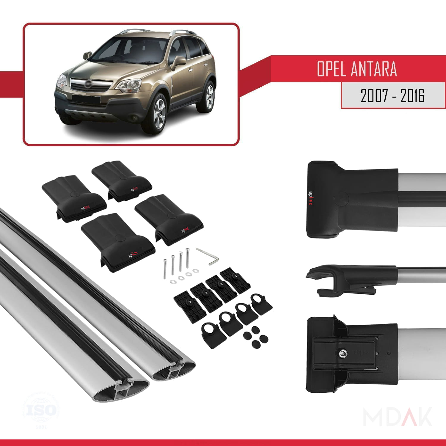 Opel Antara 2007-2016 Arası ile Uyumlu FLY Model Ara Atkı Tavan Barı Gri 2 Adet - Görsel 5
