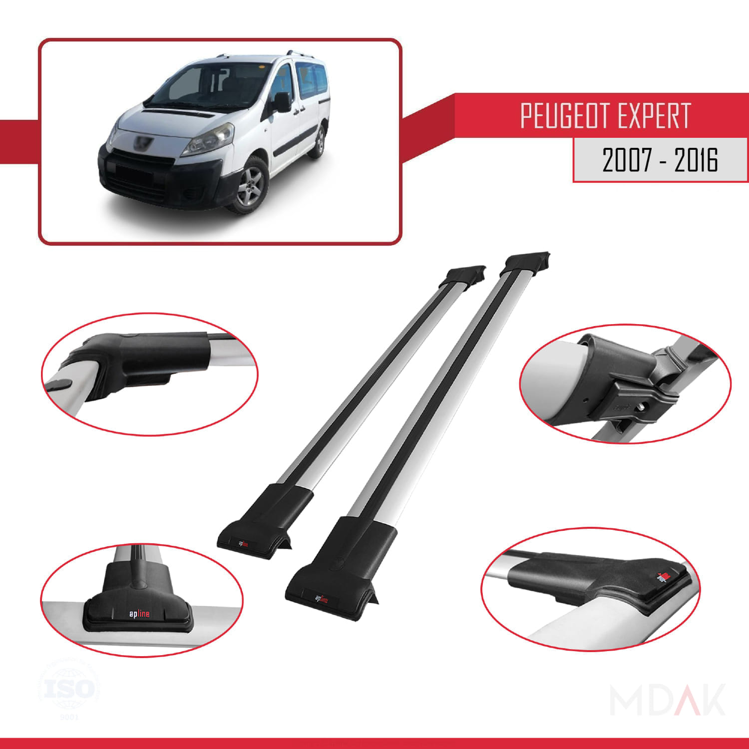 Peugeot Expert 2 2007-2016 Arası ile Uyumlu FLY Model Ara Atkı Tavan Barı Gri 2 Adet - Görsel 3
