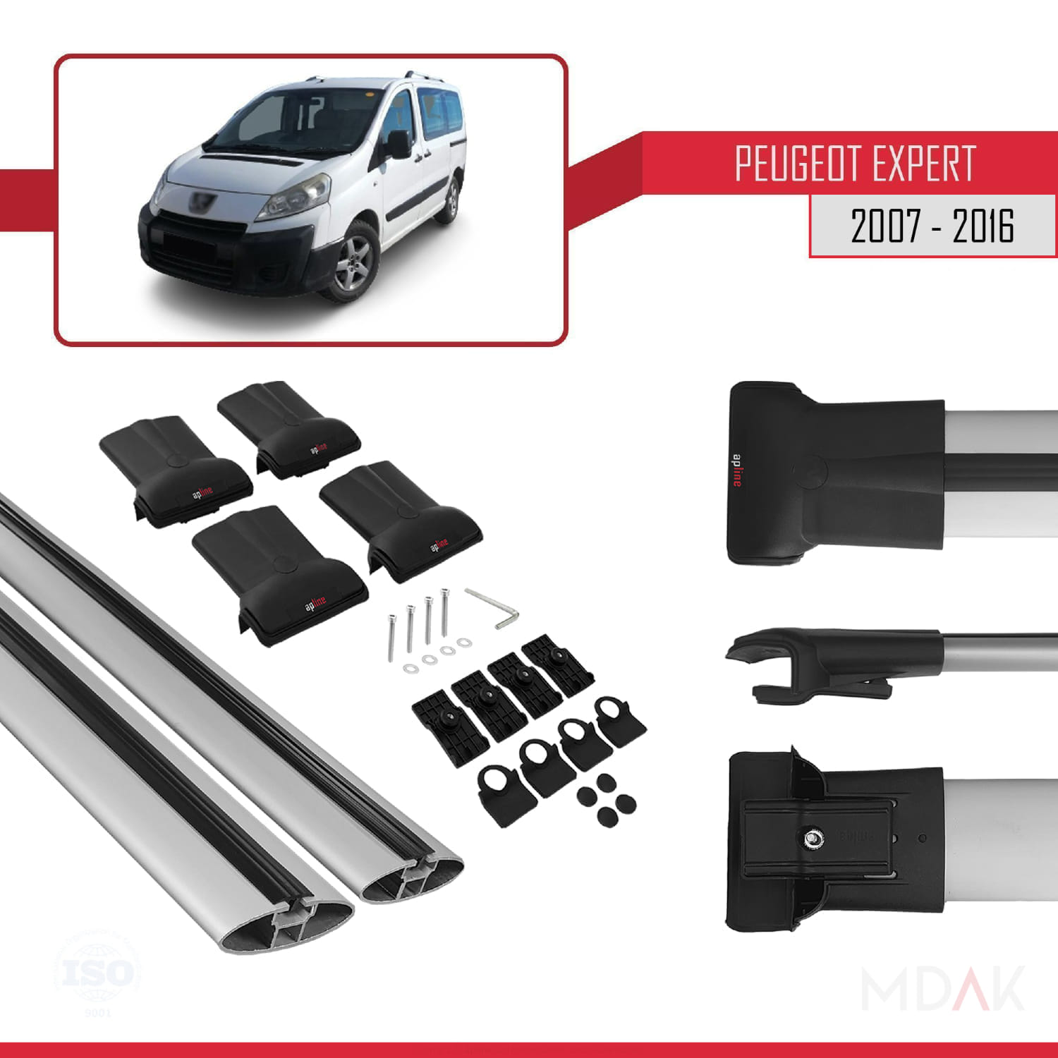 Peugeot Expert 2 2007-2016 Arası ile Uyumlu FLY Model Ara Atkı Tavan Barı Gri 2 Adet - Görsel 5