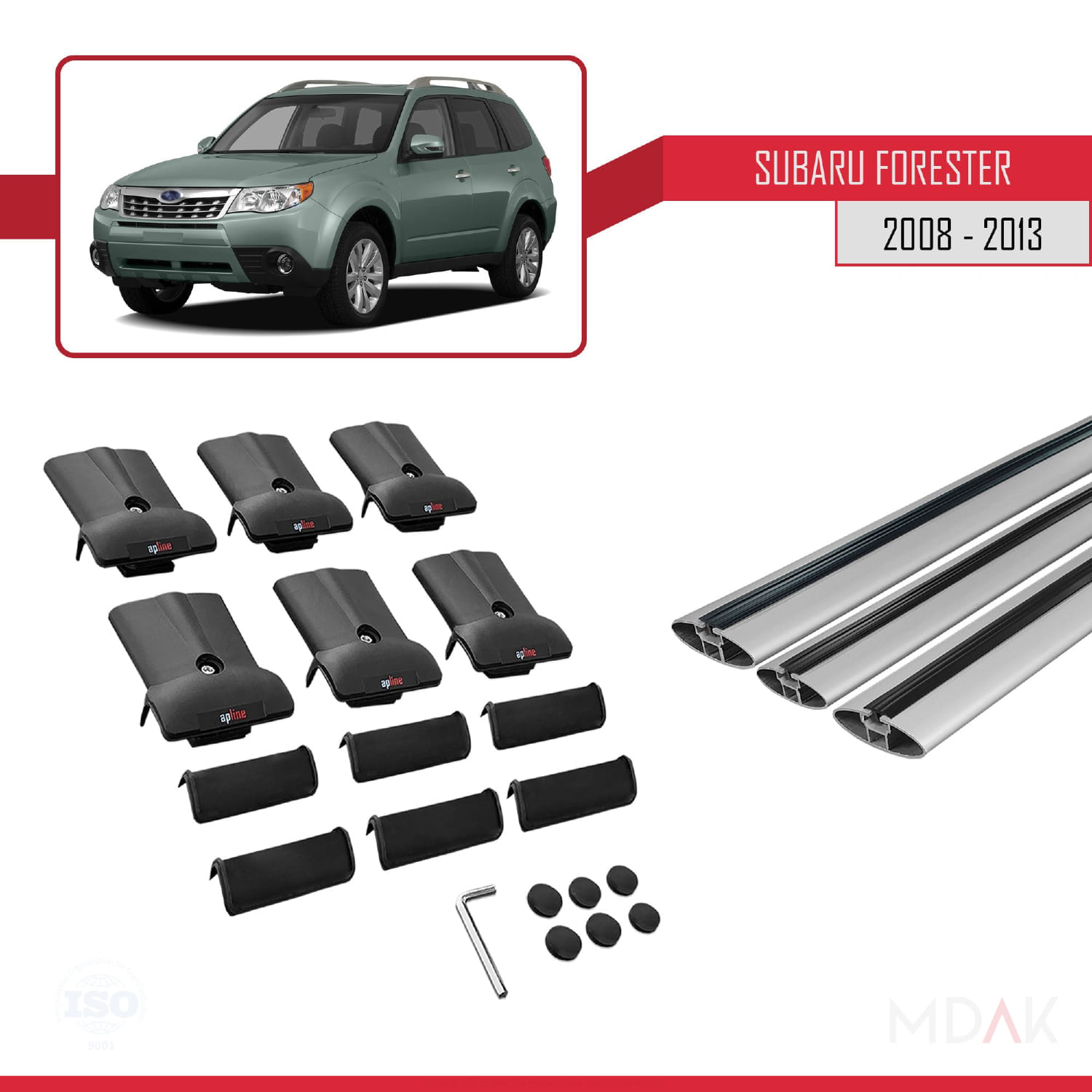 Subaru Forester 3 (SH) 2008-2013 Arası ile Uyumlu FLY Model Ara Atkı Tavan Barı Gri 3 Adet - Görsel 5
