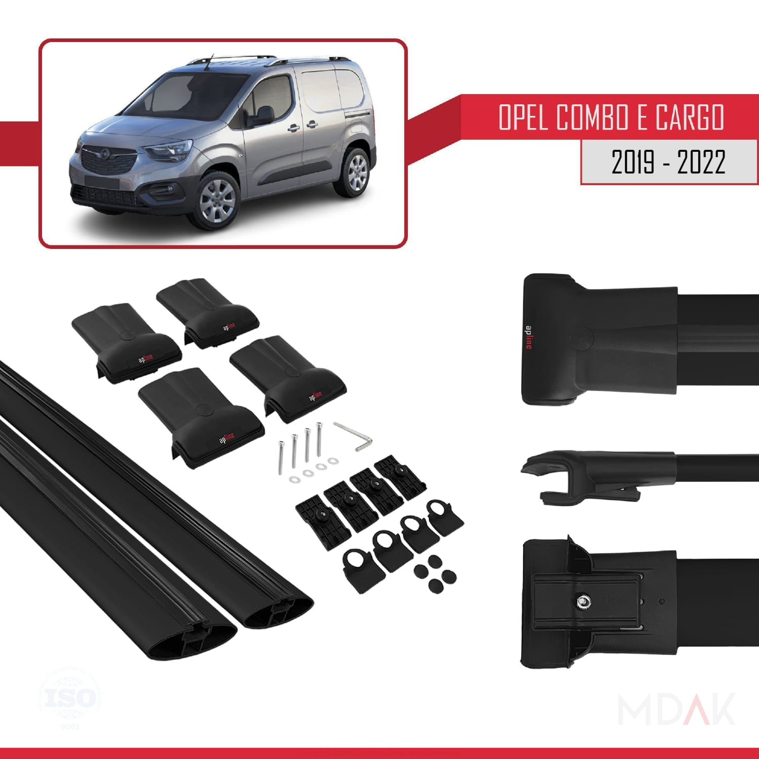 Opel Combo E Cargo 2019-2022 Arası ile Uyumlu FLY Model Ara Atkı Tavan Barı Siyah 2 Adet - Görsel 5