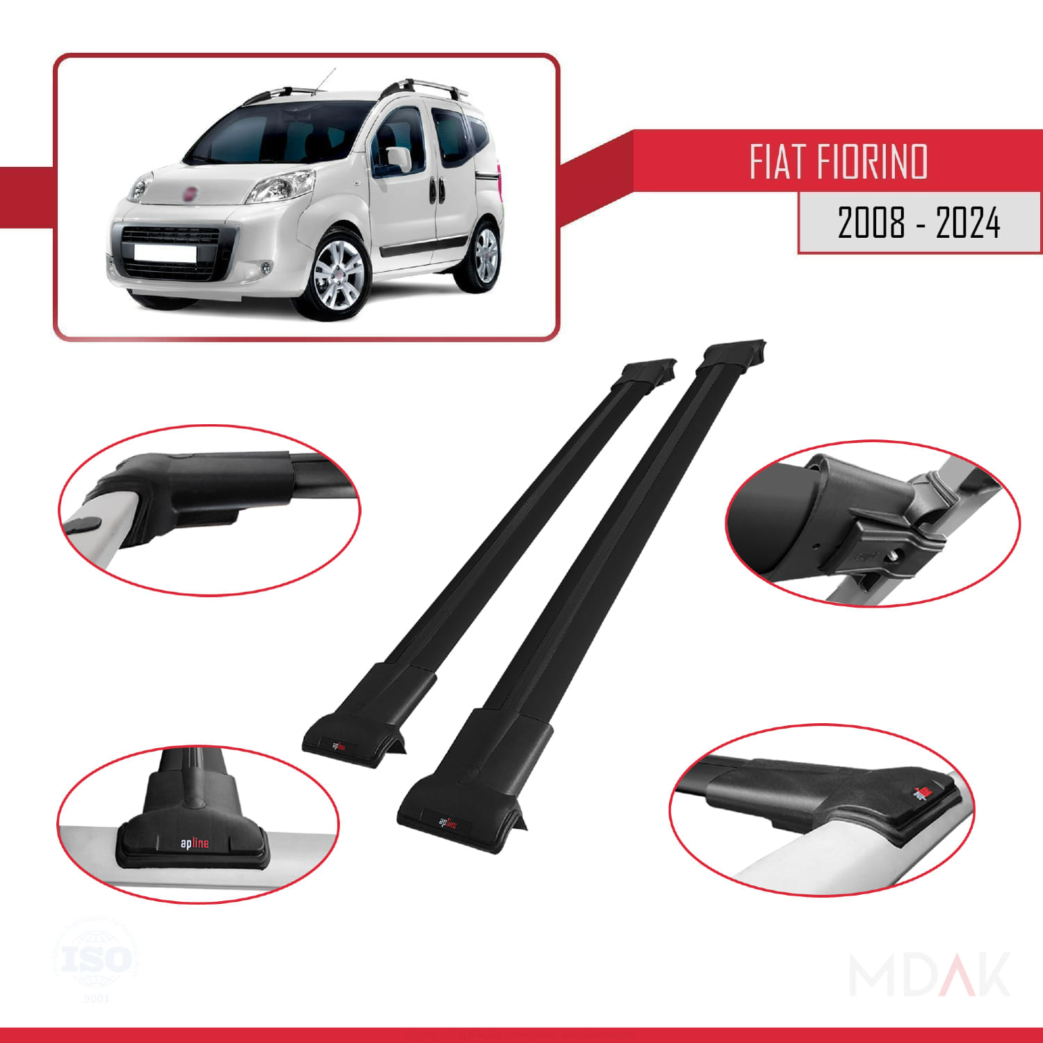 Fiat Fiorino 3 2008 ve Sonrası ile Uyumlu FLY Model Ara Atkı Tavan Barı Siyah 2 Adet - Görsel 3