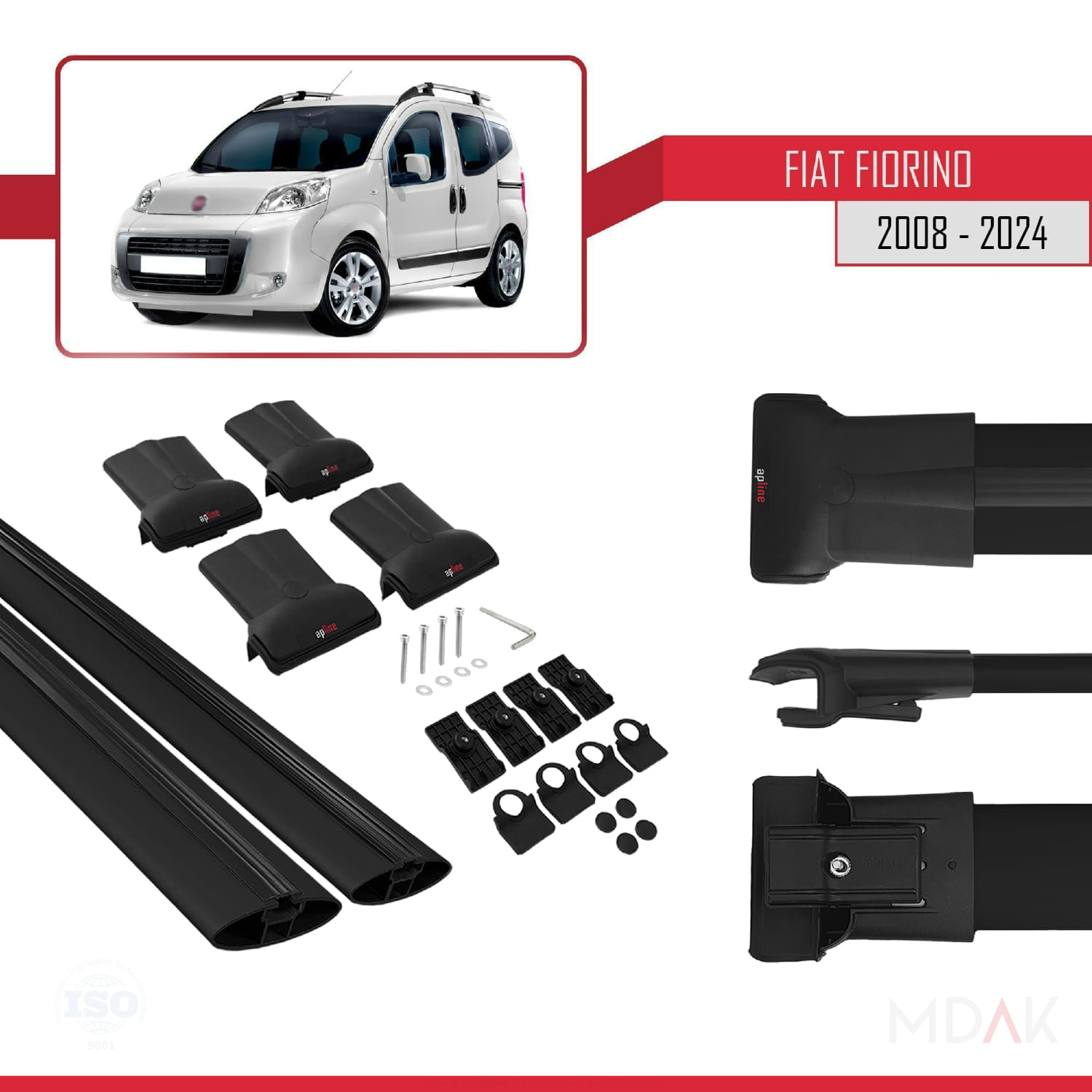 Fiat Fiorino 3 2008 ve Sonrası ile Uyumlu FLY Model Ara Atkı Tavan Barı Siyah 2 Adet - Görsel 5