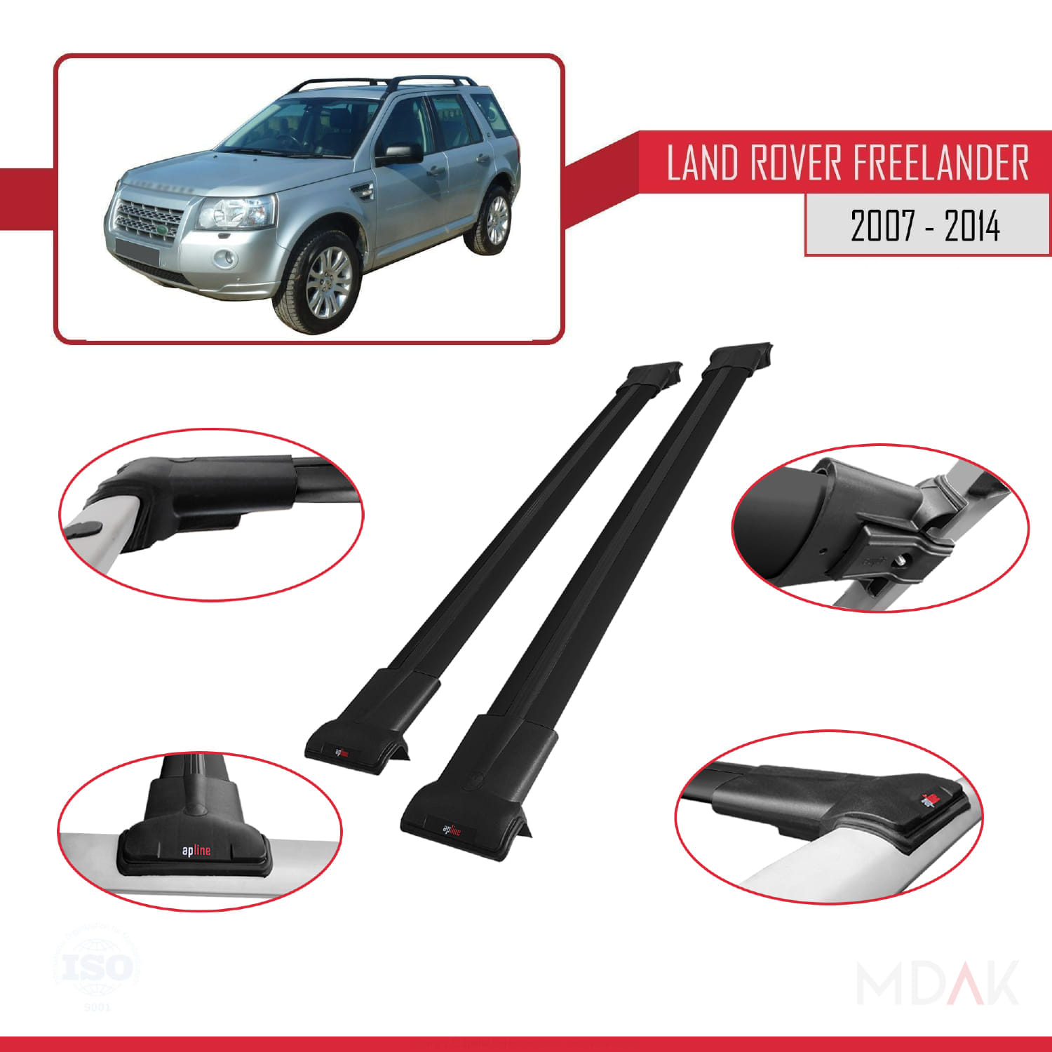 Land Rover Freelander 2 (L359) 2007-2015 Arası ile Uyumlu FLY Model Ara Atkı Tavan Barı Siyah 2 Adet - Görsel 3