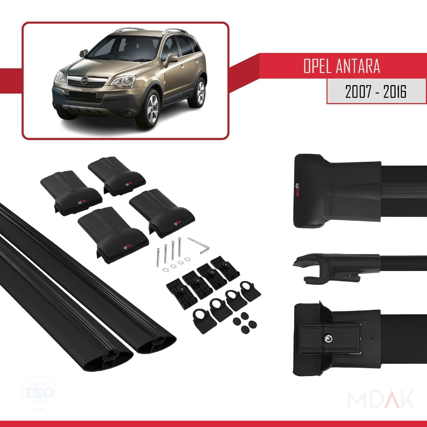 Opel Antara 2007-2016 Arası ile Uyumlu FLY Model Ara Atkı Tavan Barı Siyah 2 Adet - Görsel 5