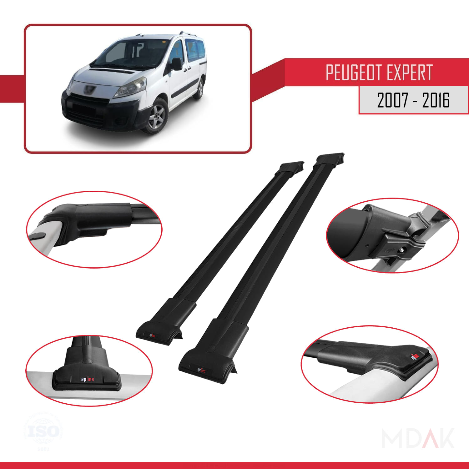 Peugeot Expert 2 2007-2016 Arası ile Uyumlu FLY Model Ara Atkı Tavan Barı Siyah 2 Adet - Görsel 3