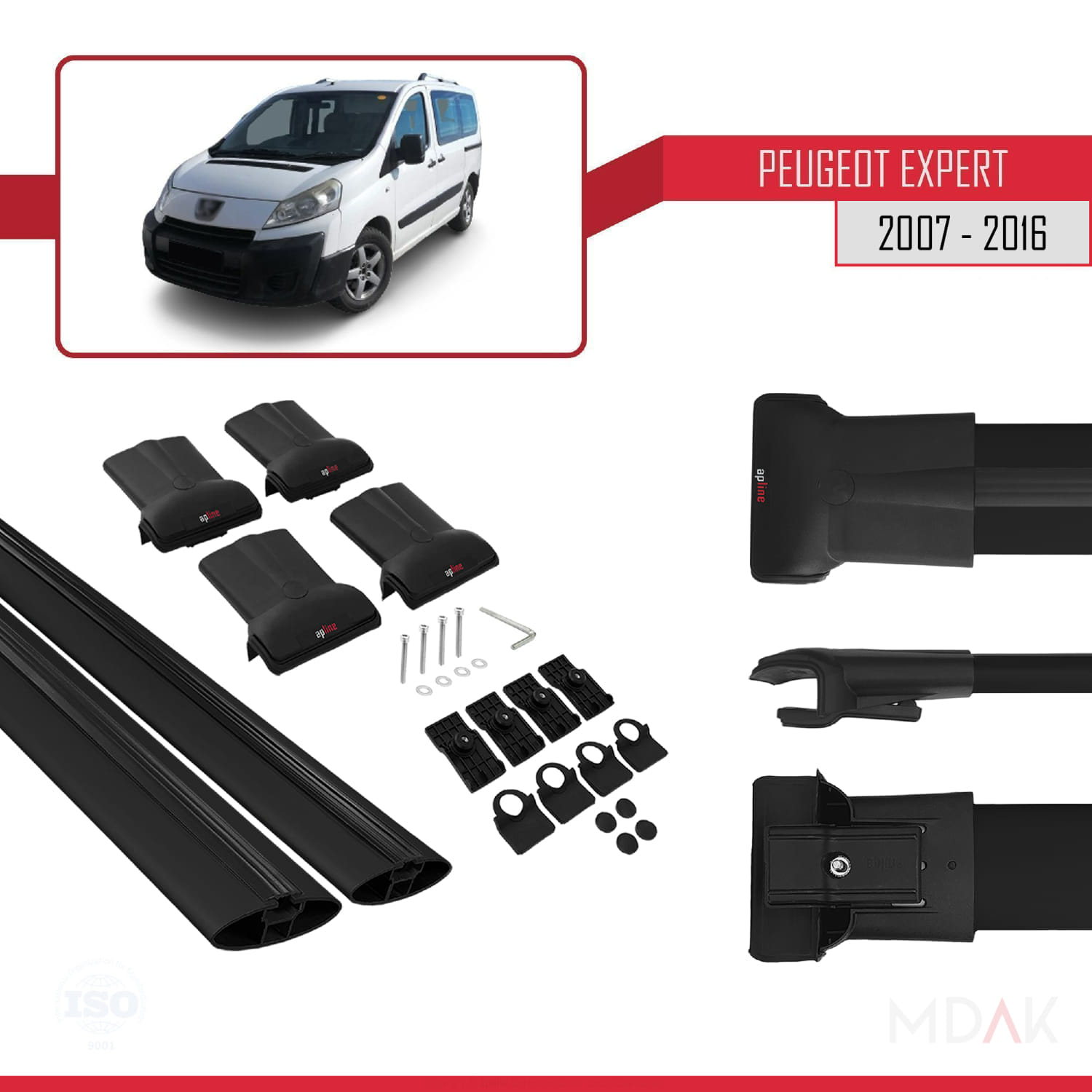 Peugeot Expert 2 2007-2016 Arası ile Uyumlu FLY Model Ara Atkı Tavan Barı Siyah 2 Adet - Görsel 5