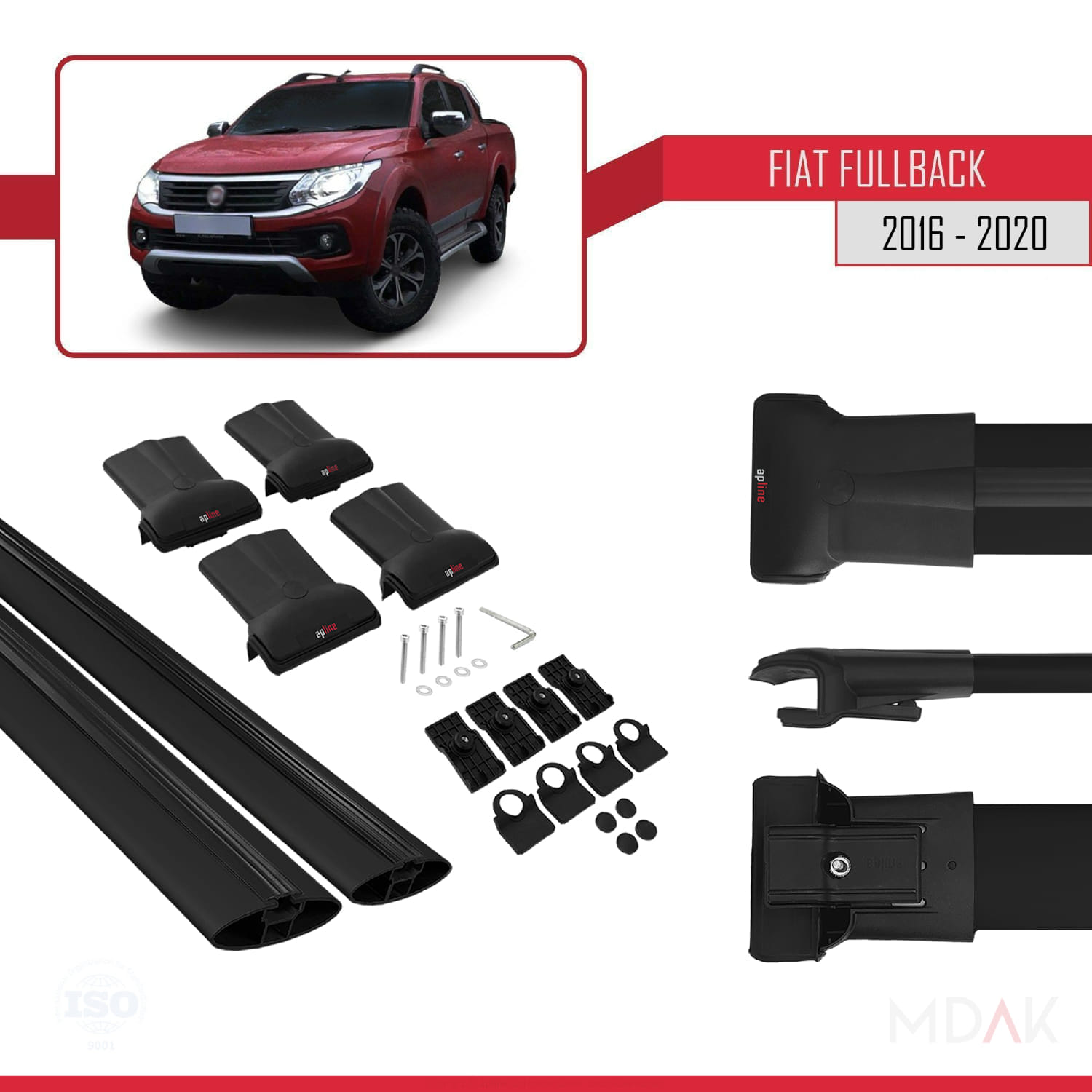 Fiat Fullback 2016-2020 Arası ile Uyumlu FLY Model Ara Atkı Tavan Barı Siyah 2 Adet - Görsel 5
