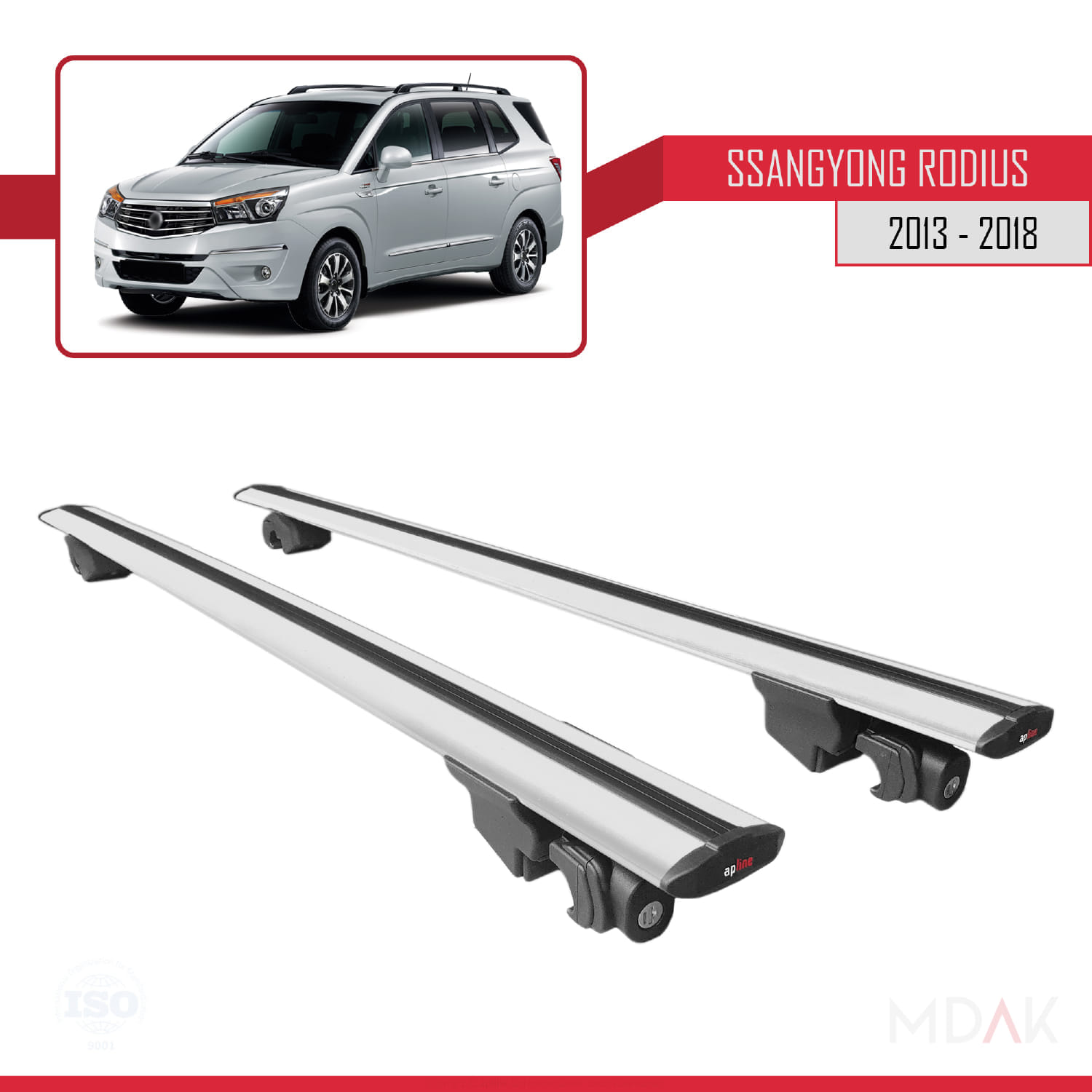 Ssangyong Rodius 2 2013-2018 Arası ile Uyumlu HOOK Model Ara Atkı Tavan Barı Gri 2 Adet - Görsel 8