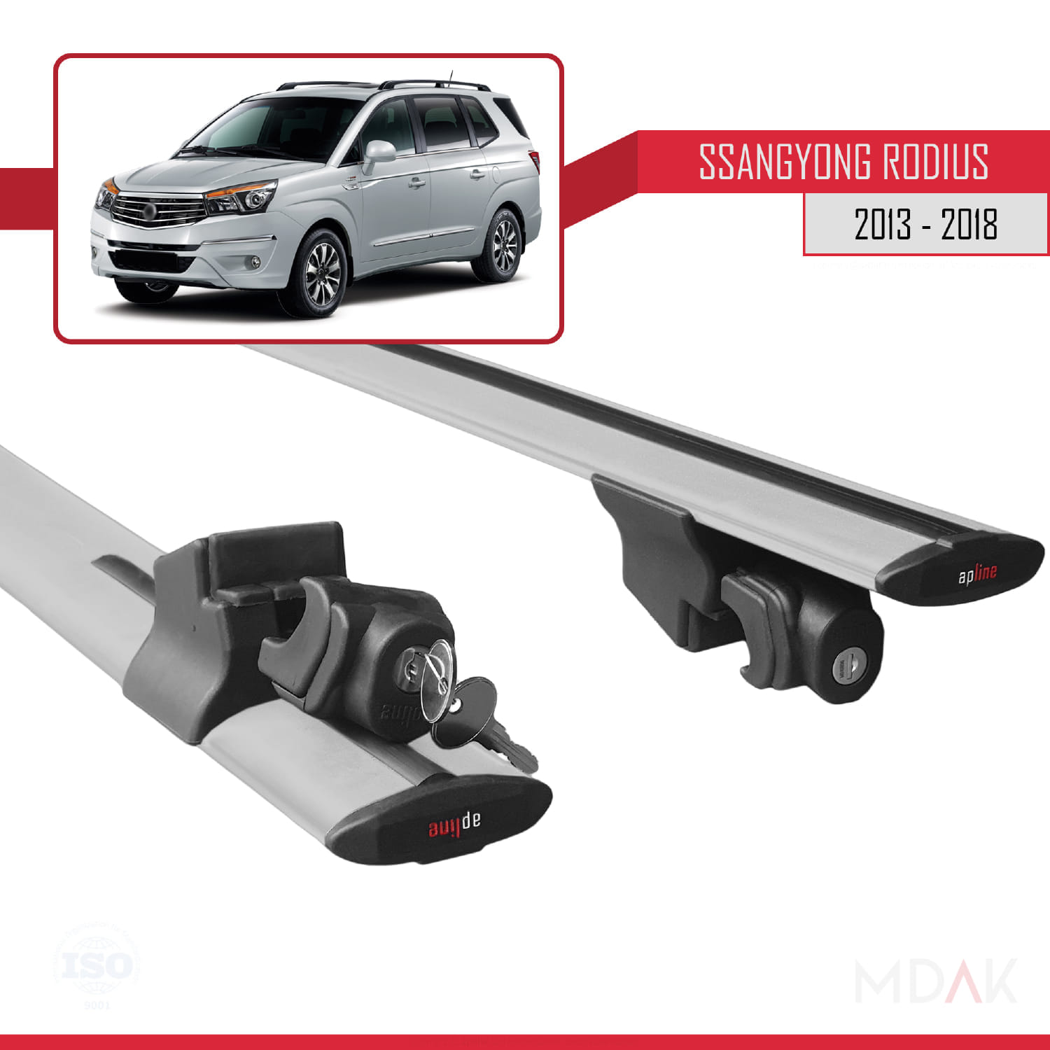 Ssangyong Rodius 2 2013-2018 Arası ile Uyumlu HOOK Model Ara Atkı Tavan Barı Gri 2 Adet - Görsel 5