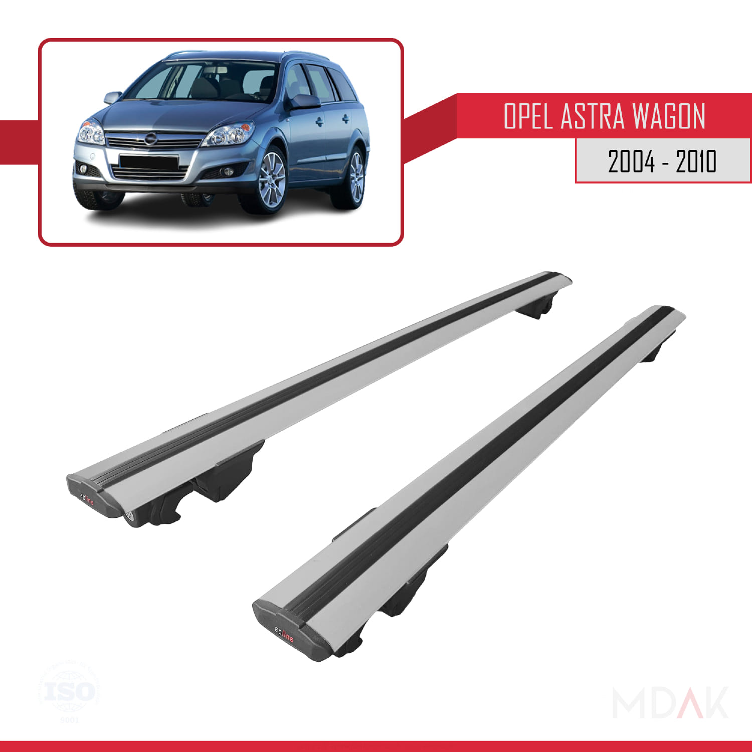 Opel Astra H (A04) SW 2004-2010 Arası ile Uyumlu HOOK Model Ara Atkı Tavan Barı Gri 2 Adet - Görsel 4