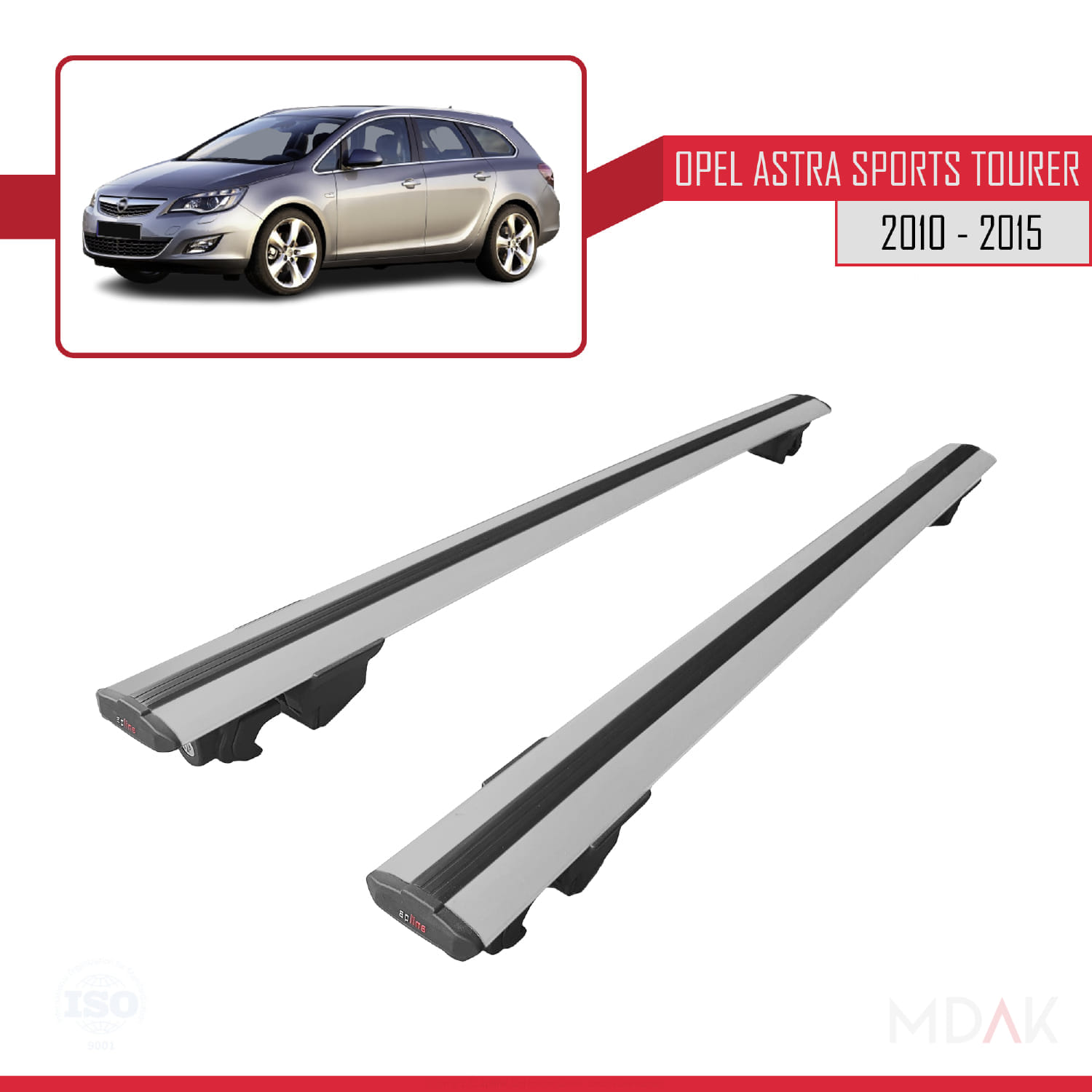 Opel Astra J (P09) ST 2010-2015 Arası ile Uyumlu HOOK Model Ara Atkı Tavan Barı Gri 2 Adet - Görsel 4