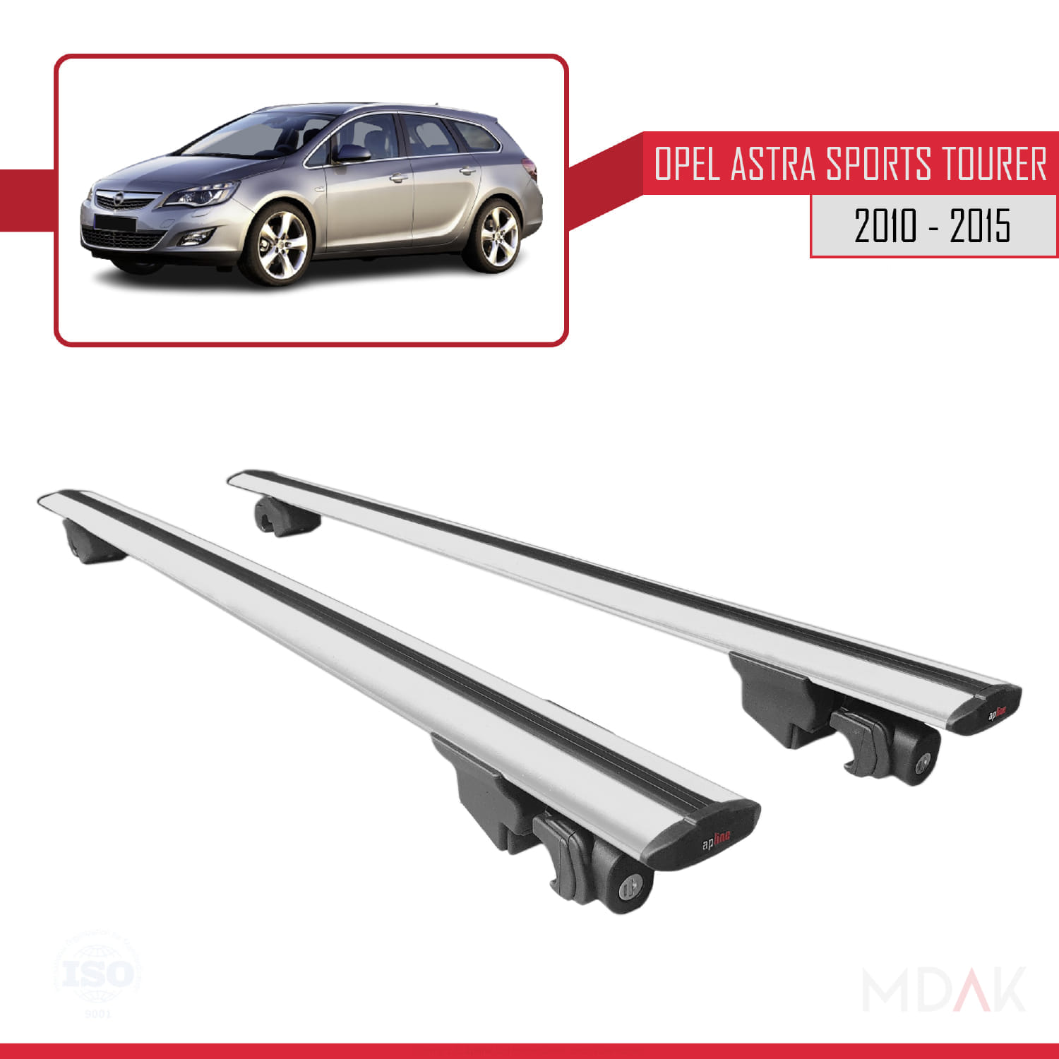 Opel Astra J (P09) ST 2010-2015 Arası ile Uyumlu HOOK Model Ara Atkı Tavan Barı Gri 2 Adet - Görsel 8