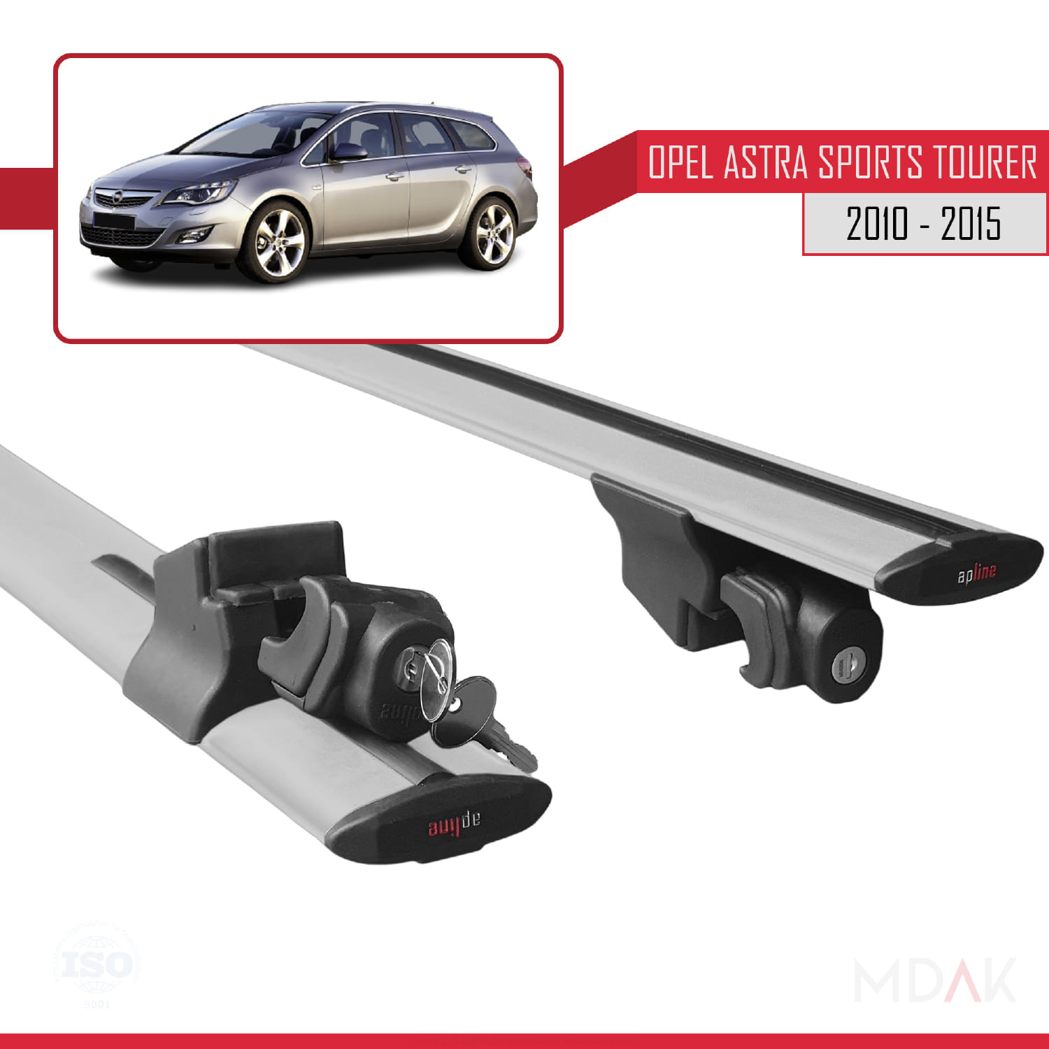 Opel Astra J (P09) ST 2010-2015 Arası ile Uyumlu HOOK Model Ara Atkı Tavan Barı Gri 2 Adet - Görsel 5