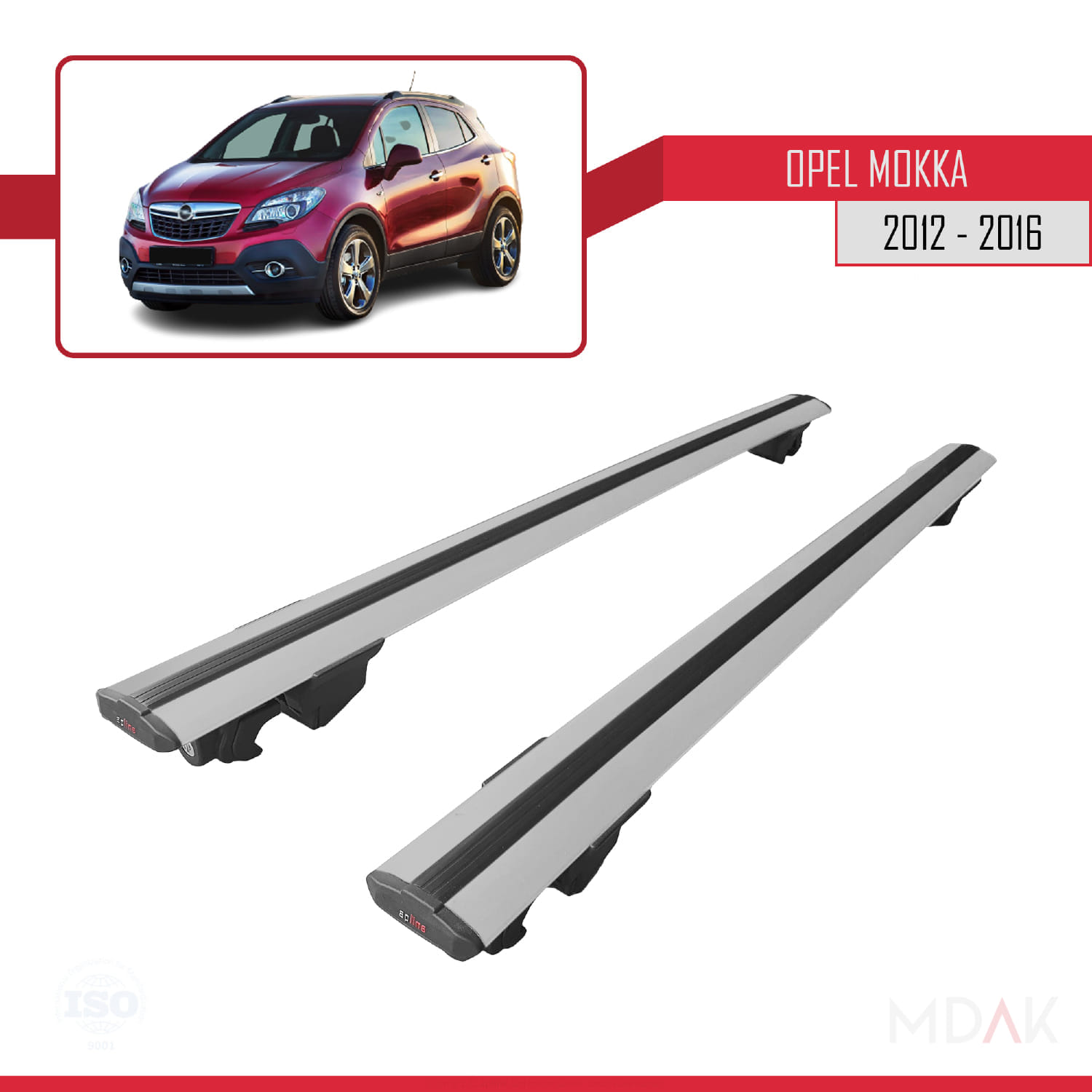 Opel Mokka A (J13) 2012-2016 Arası ile Uyumlu HOOK Model Ara Atkı Tavan Barı Gri 2 Adet - Görsel 4