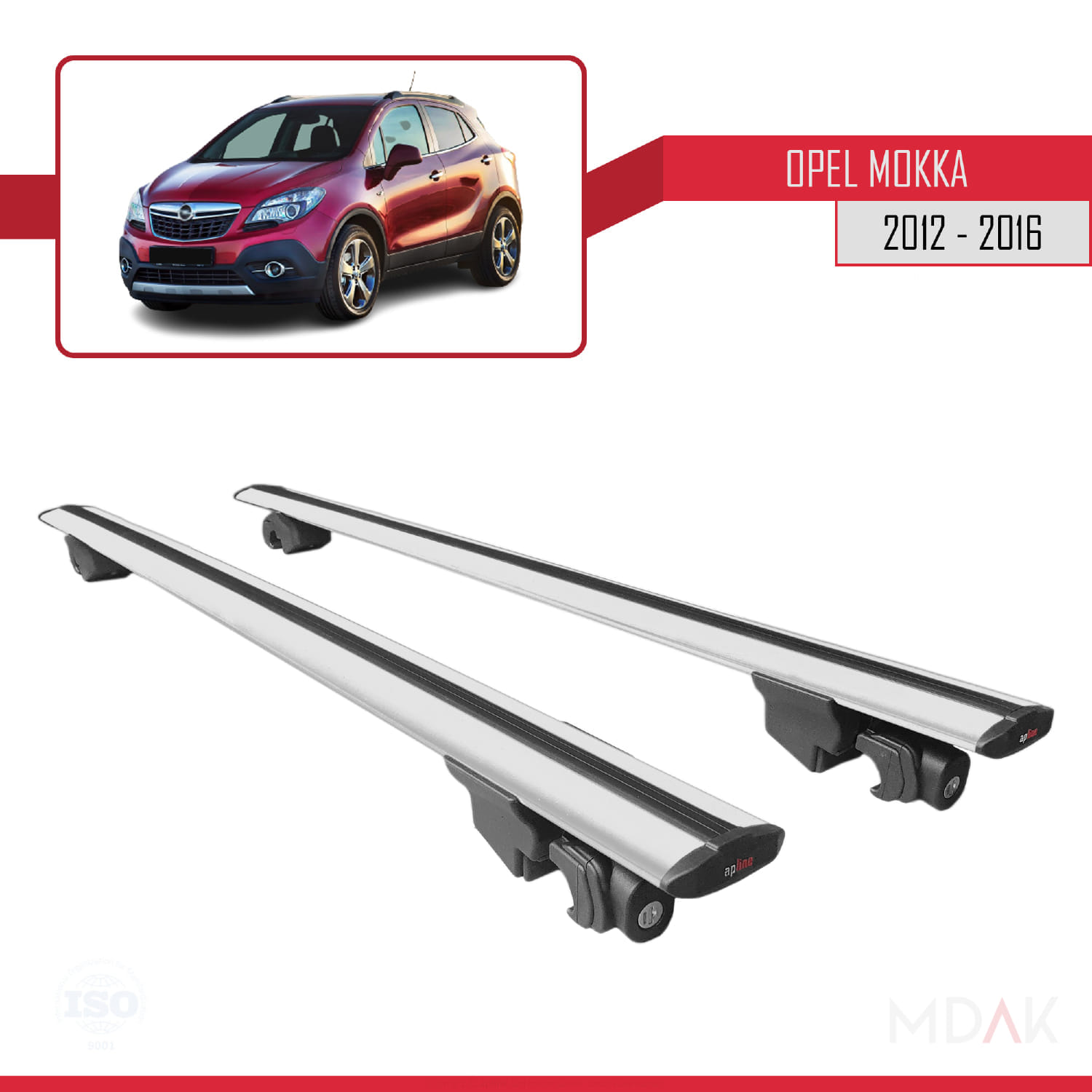 Opel Mokka A (J13) 2012-2016 Arası ile Uyumlu HOOK Model Ara Atkı Tavan Barı Gri 2 Adet - Görsel 8