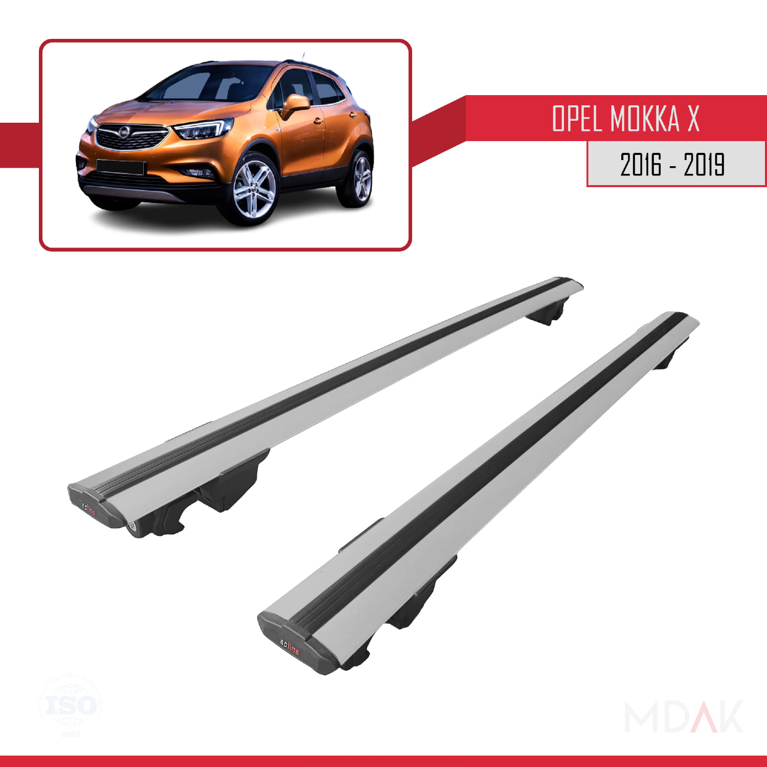 Opel Mokka X (J13) 2016-2019 Arası ile Uyumlu HOOK Model Ara Atkı Tavan Barı Gri 2 Adet - Görsel 4