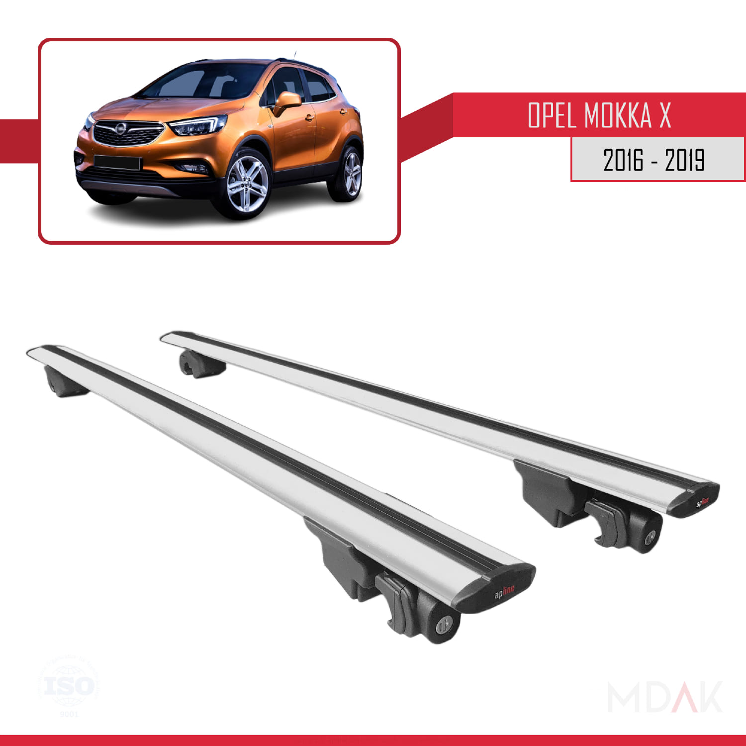Opel Mokka X (J13) 2016-2019 Arası ile Uyumlu HOOK Model Ara Atkı Tavan Barı Gri 2 Adet - Görsel 9