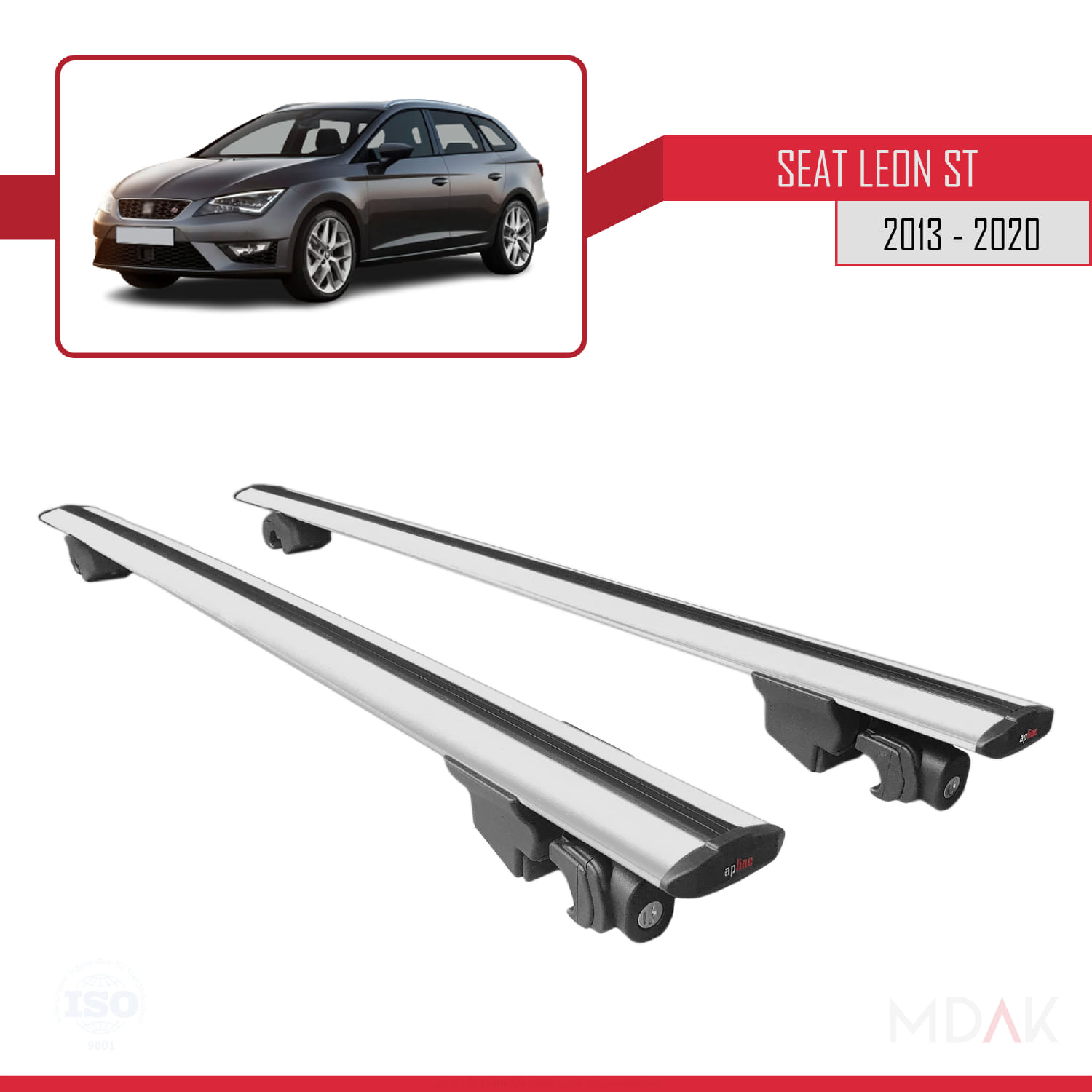 Seat Leon 3 (5F) Cupra ST 2013-2020 Arası ile Uyumlu HOOK Model Ara Atkı Tavan Barı Gri 2 Adet - Görsel 9