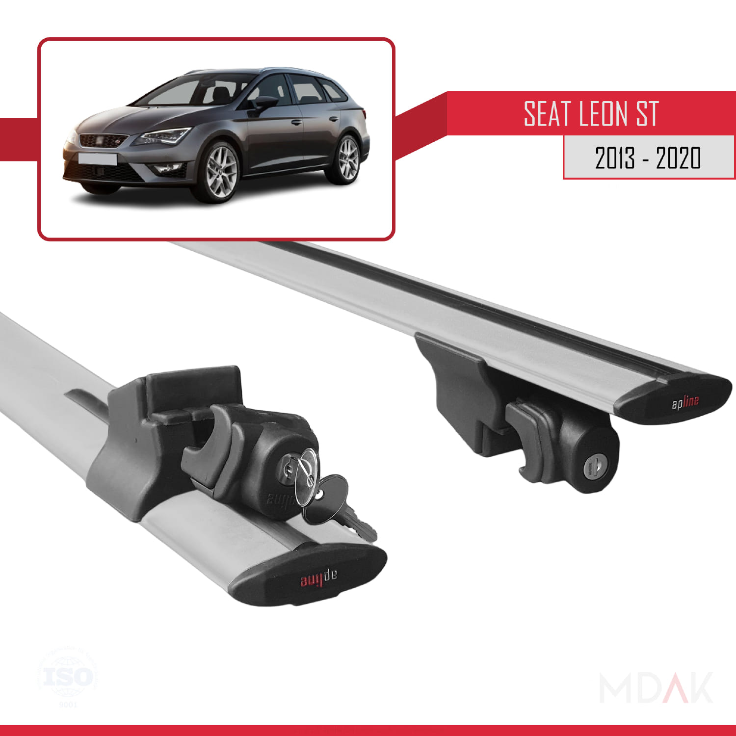 Seat Leon 3 (5F) Cupra ST 2013-2020 Arası ile Uyumlu HOOK Model Ara Atkı Tavan Barı Gri 2 Adet - Görsel 5