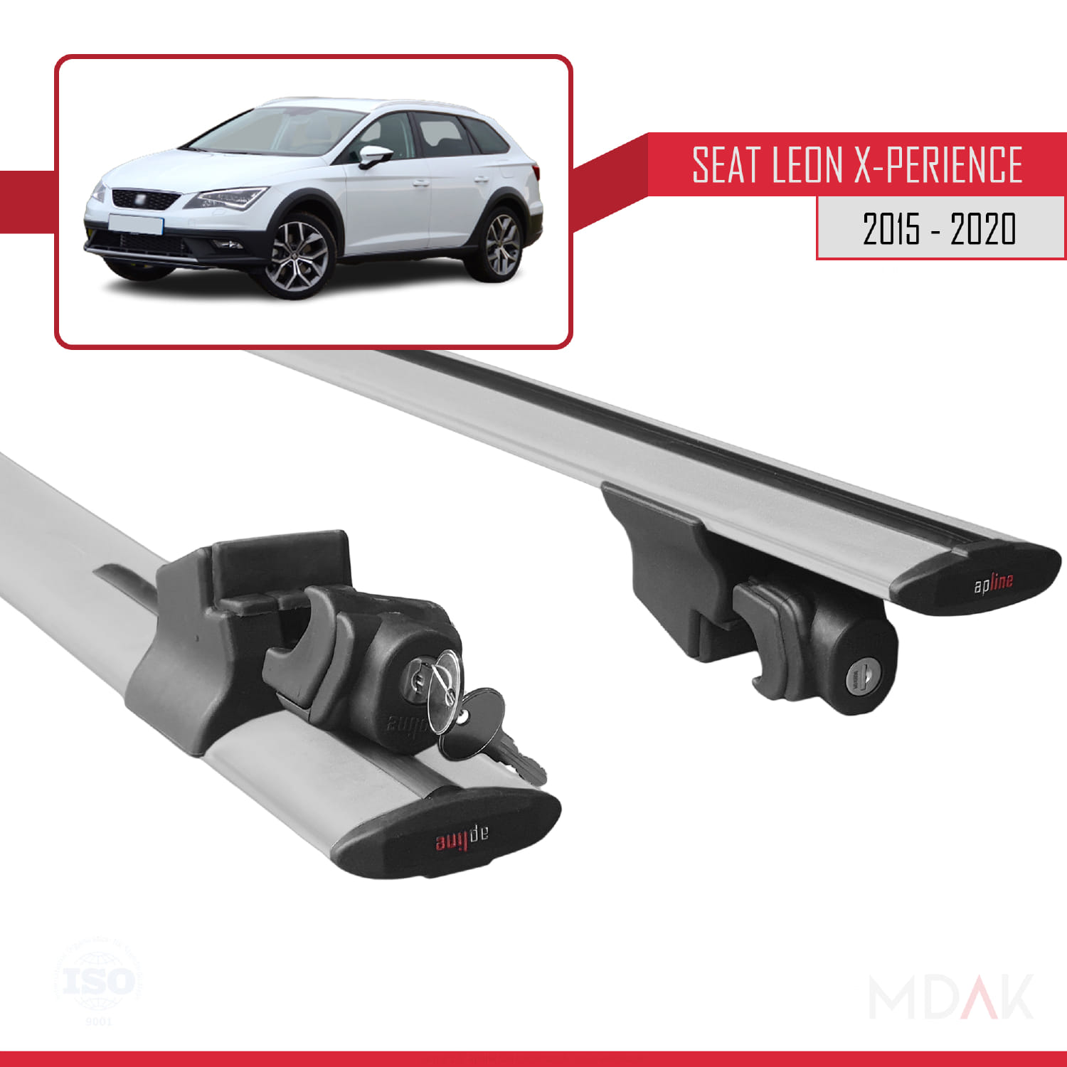 Seat Leon 3 (5F) X-Perience 2015-2020 Arası ile Uyumlu HOOK Model Ara Atkı Tavan Barı Gri 2 Adet - Görsel 5