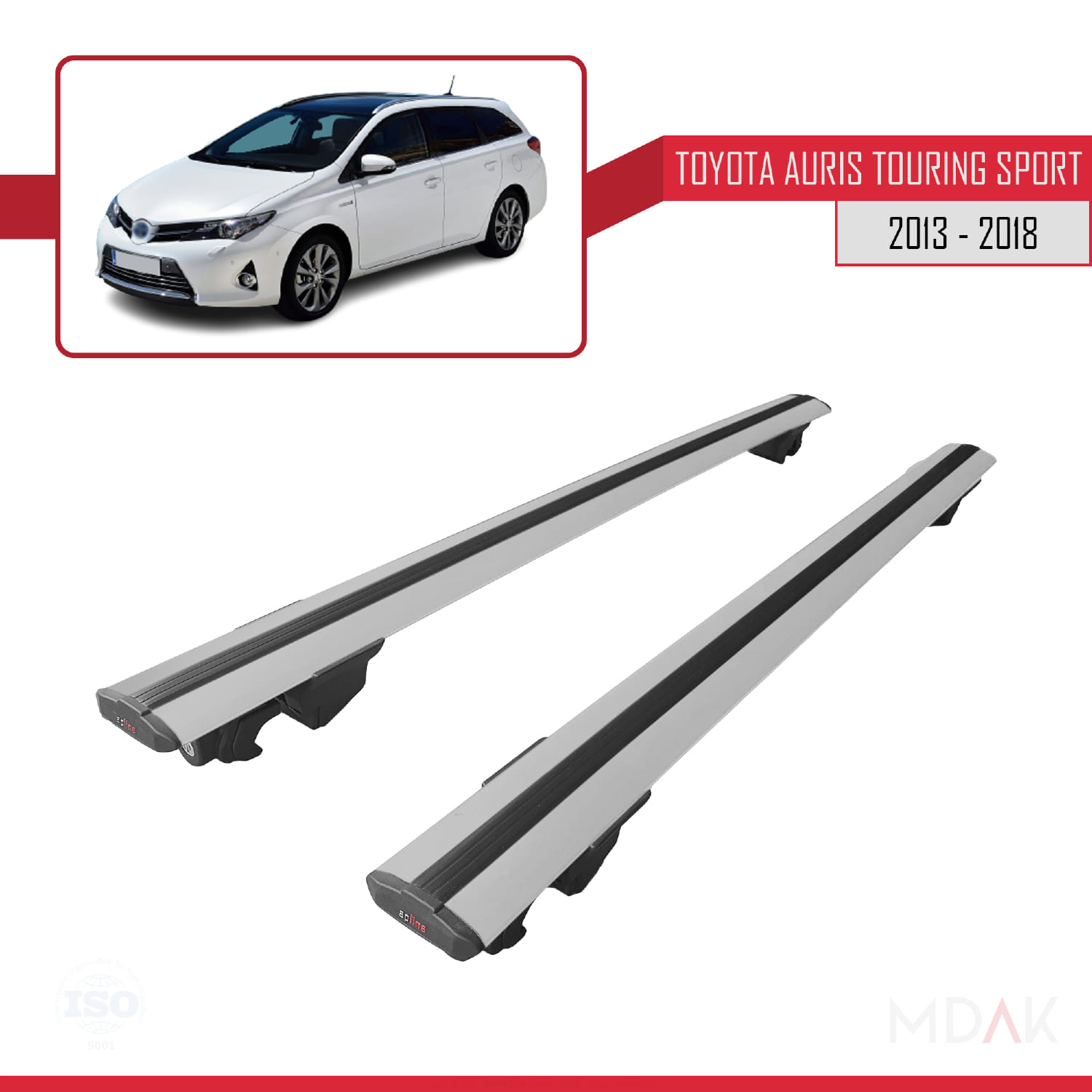 Toyota Auris 2 (E180) Touring Sports 2013-2018 Arası ile Uyumlu HOOK Model Ara Atkı Tavan Barı Gri 2 Adet - Görsel 4