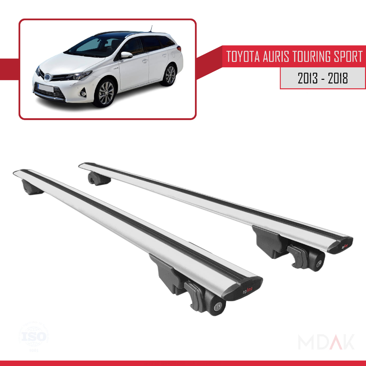 Toyota Auris 2 (E180) Touring Sports 2013-2018 Arası ile Uyumlu HOOK Model Ara Atkı Tavan Barı Gri 2 Adet - Görsel 9