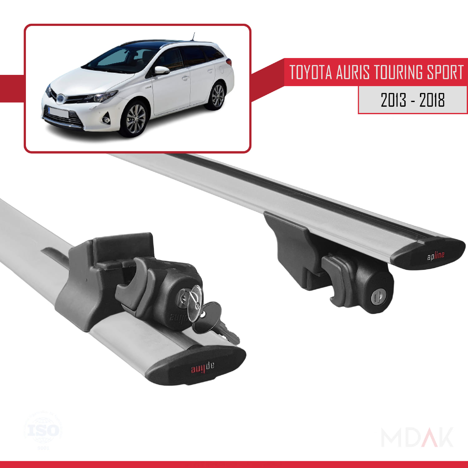 Toyota Auris 2 (E180) Touring Sports 2013-2018 Arası ile Uyumlu HOOK Model Ara Atkı Tavan Barı Gri 2 Adet - Görsel 5