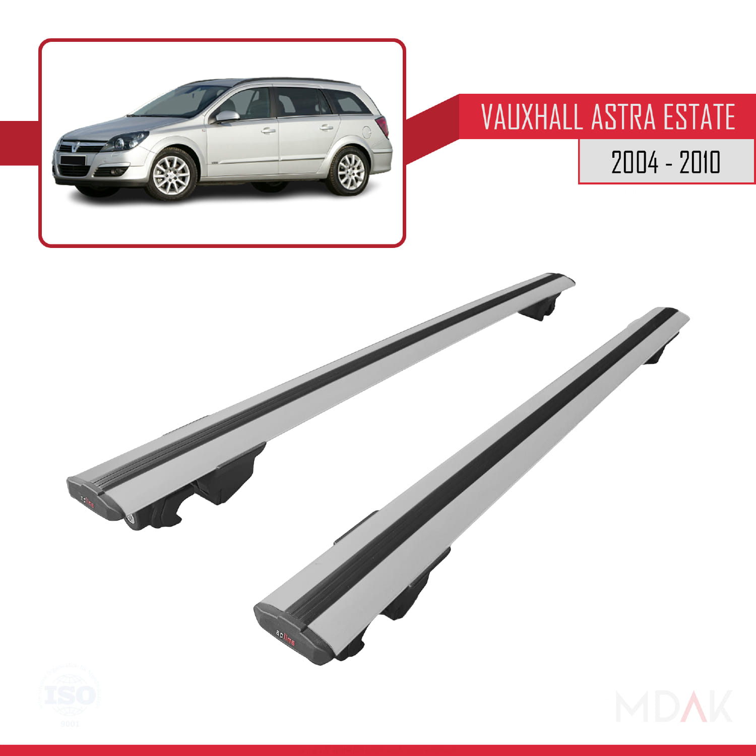 Vauxhall Astra H (A04) SW 2004-2010 Arası ile Uyumlu HOOK Model Ara Atkı Tavan Barı Gri 2 Adet - Görsel 4