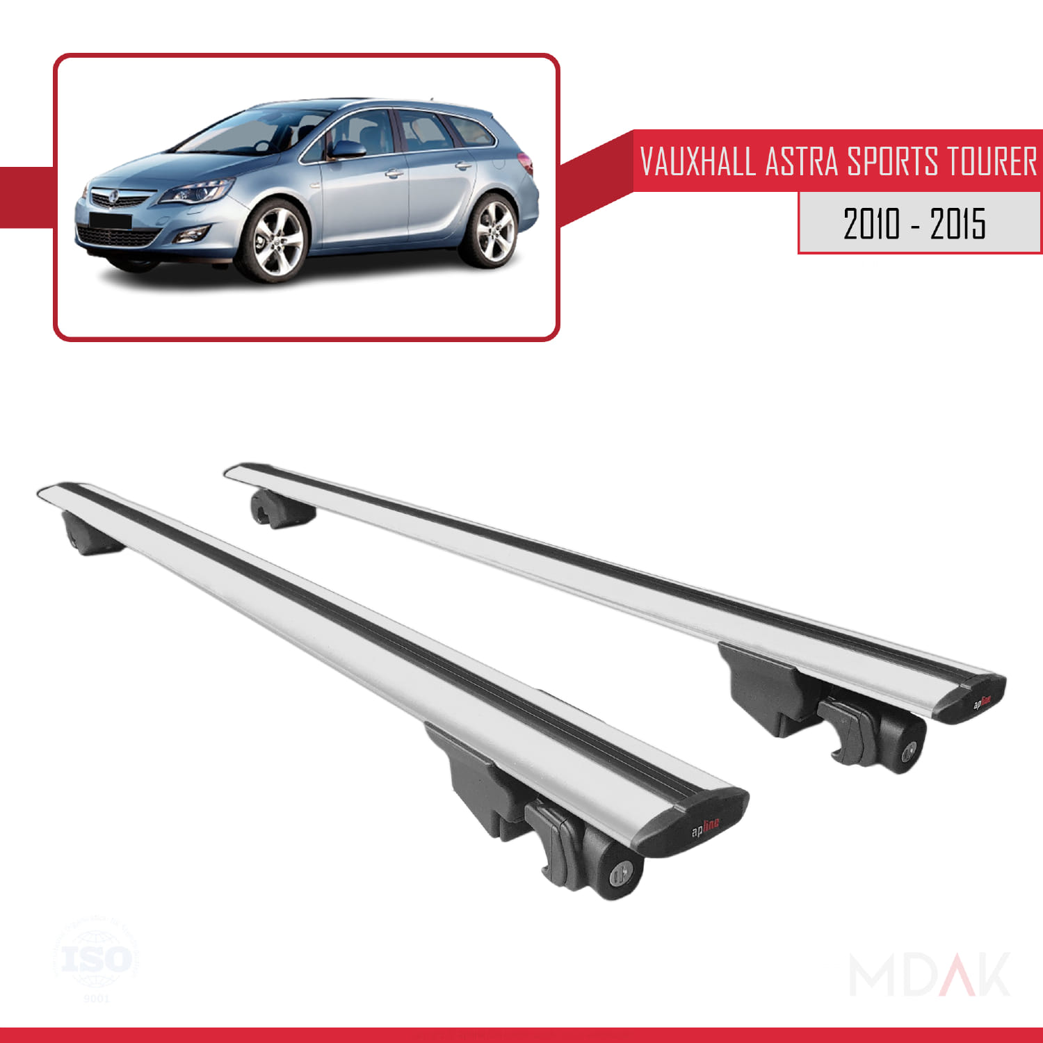 Vauxhall Astra J (P09) ST 2010-2015 Arası ile Uyumlu HOOK Model Ara Atkı Tavan Barı Gri 2 Adet - Görsel 9