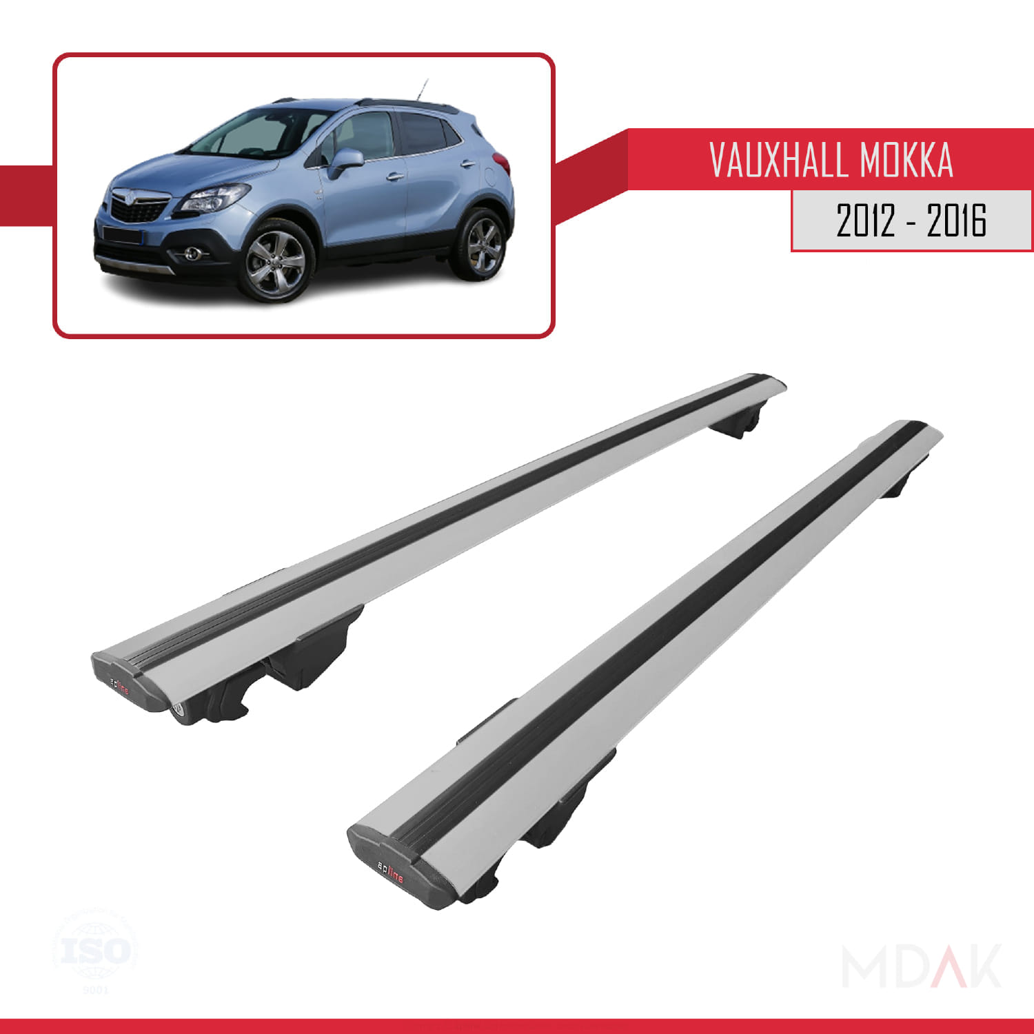Vauxhall Mokka A (J13) 2012-2016 Arası ile Uyumlu HOOK Model Ara Atkı Tavan Barı Gri 2 Adet - Görsel 4