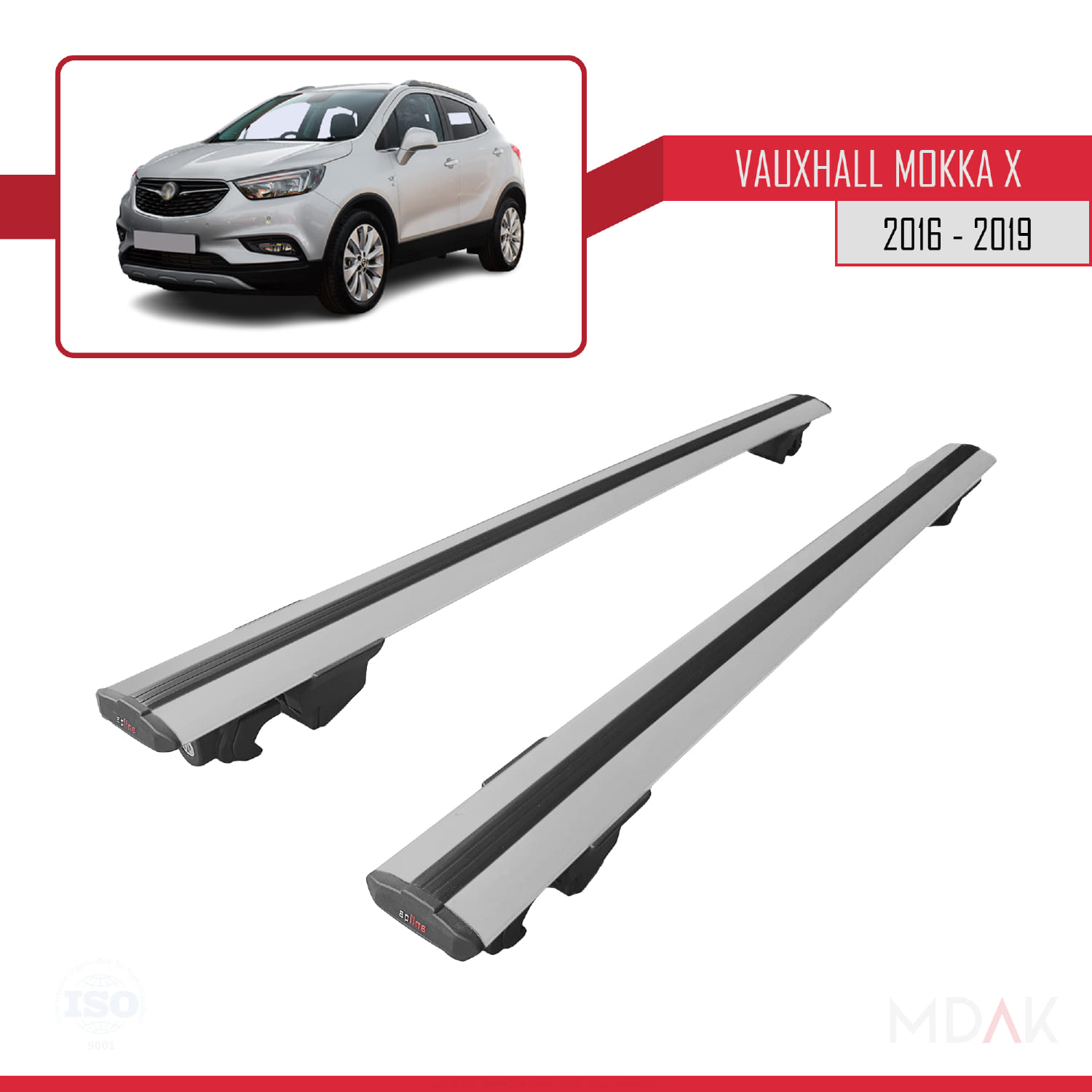 Vauxhall Mokka X (J13) 2016-2019 Arası ile Uyumlu HOOK Model Ara Atkı Tavan Barı Gri 2 Adet - Görsel 4