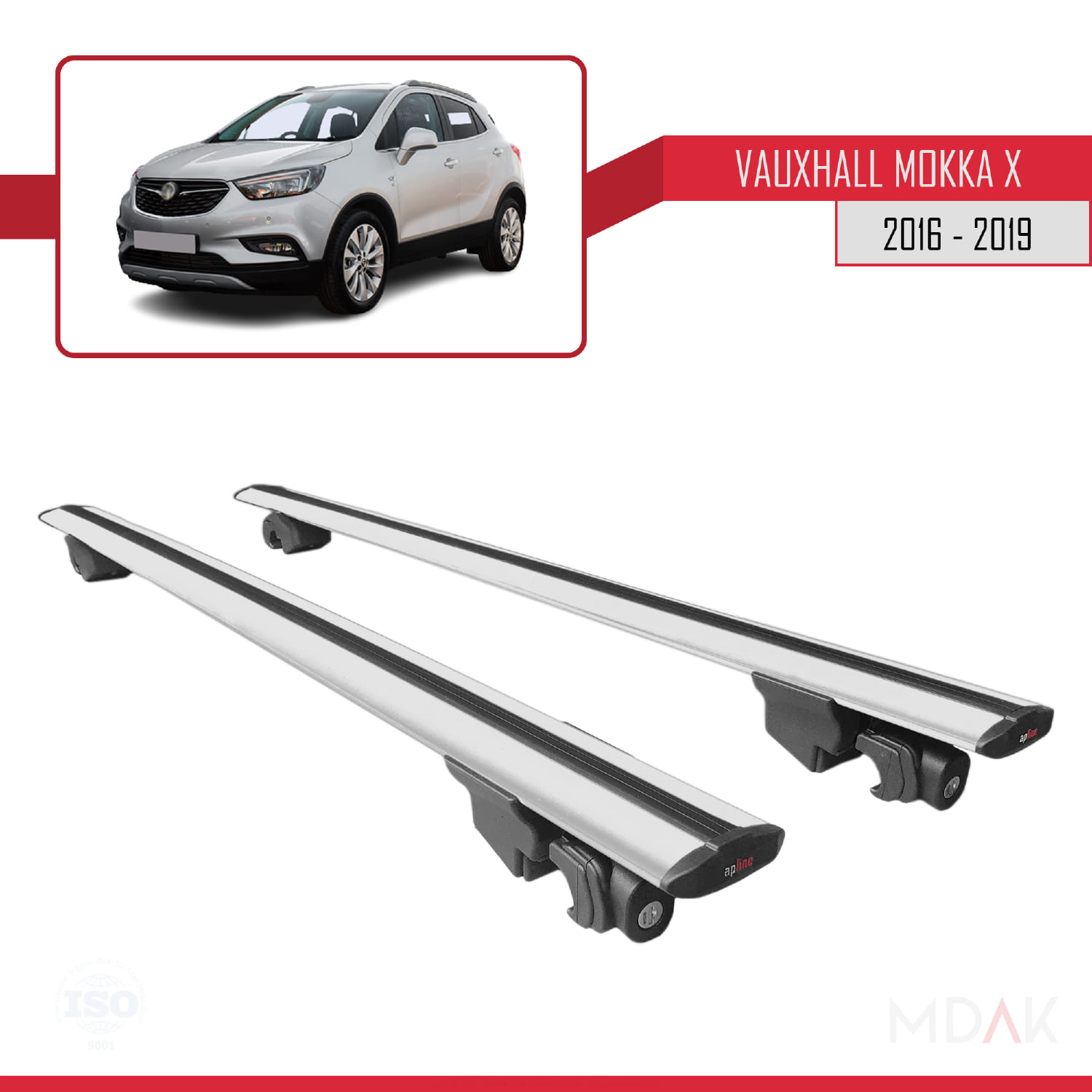 Vauxhall Mokka X (J13) 2016-2019 Arası ile Uyumlu HOOK Model Ara Atkı Tavan Barı Gri 2 Adet - Görsel 9