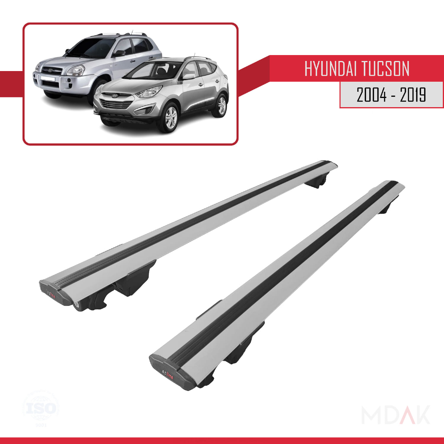 Hyundai Tucson (JM) 2004-2019 Arası ile Uyumlu HOOK Model Ara Atkı Tavan Barı Gri 2 Adet - Görsel 4