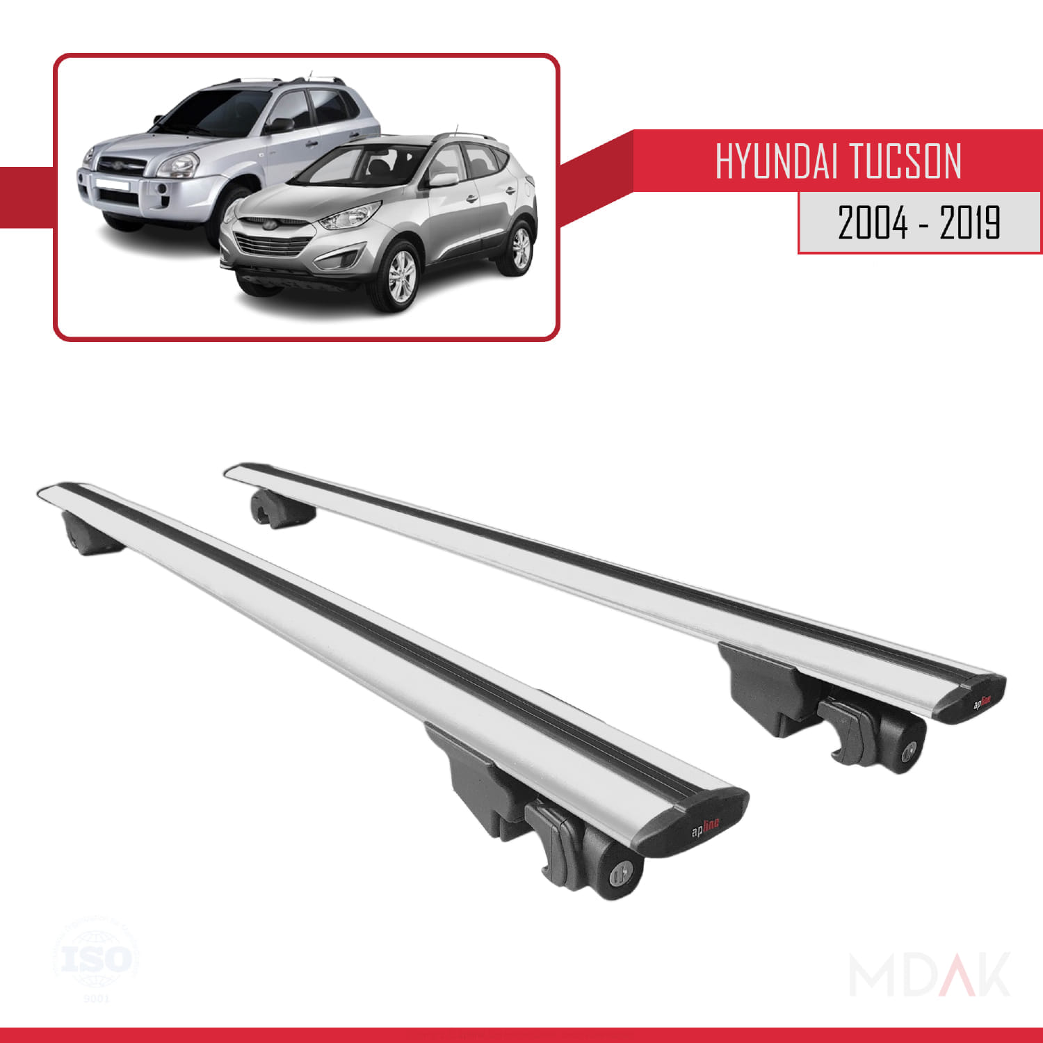 Hyundai Tucson (JM) 2004-2019 Arası ile Uyumlu HOOK Model Ara Atkı Tavan Barı Gri 2 Adet - Görsel 8