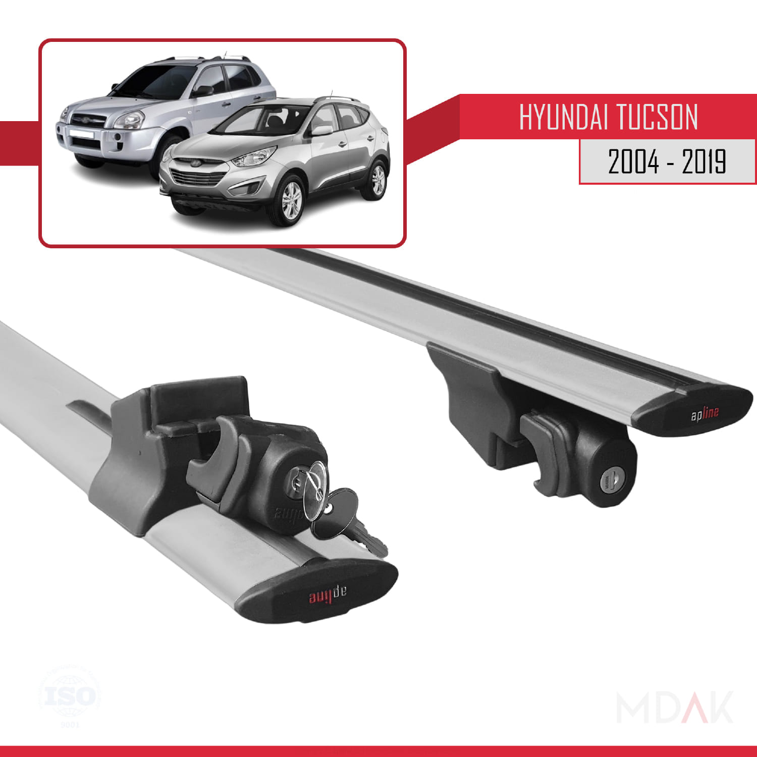 Hyundai Tucson (JM) 2004-2019 Arası ile Uyumlu HOOK Model Ara Atkı Tavan Barı Gri 2 Adet - Görsel 5