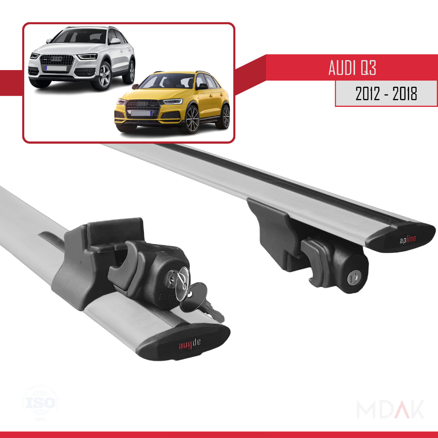 Q3 (8U) 2012-2018 Arası ile Uyumlu HOOK Model Ara Atkı Tavan Barı Gri 2 Adet - Görsel 5