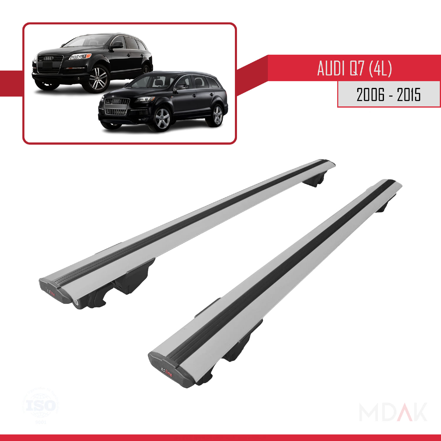 Q7 (4L) 2006-2015 Arası ile Uyumlu HOOK Model Ara Atkı Tavan Barı Gri 2 Adet - Görsel 4